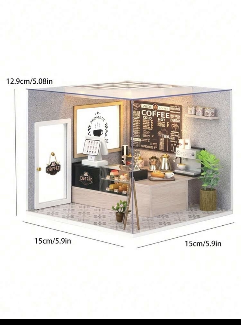 Miniature Coffee Shop DIY Dollhouse Kit