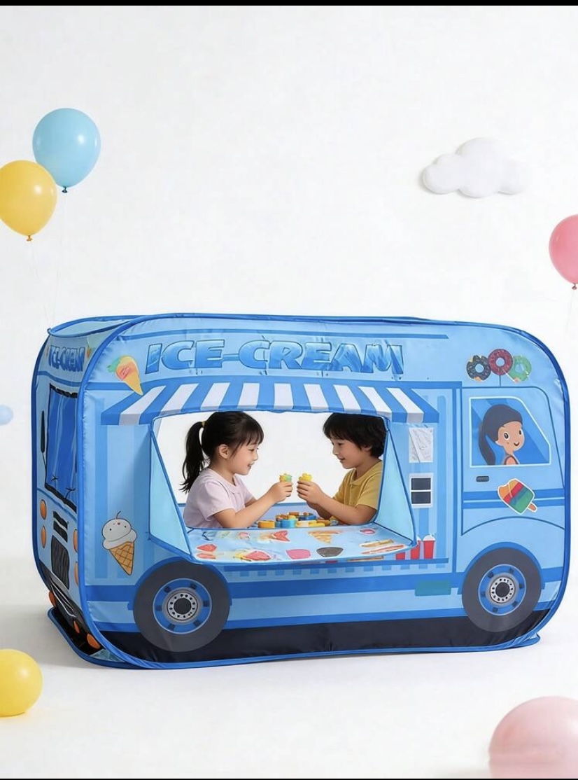 Blue Pop-Up Ice Cream Truck Play Tent