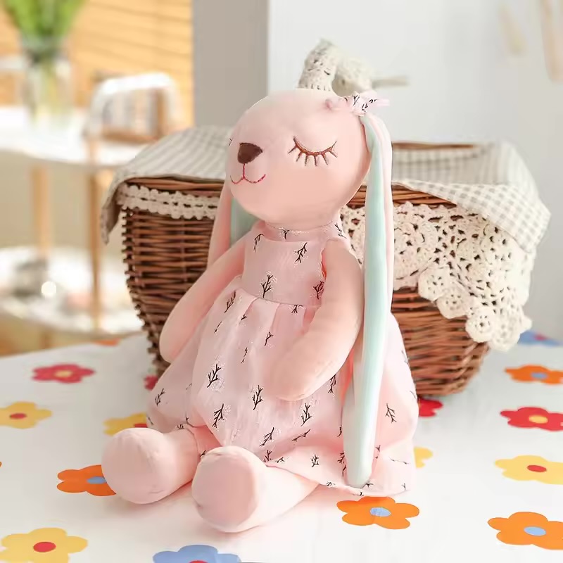 Sleeping Baby Doll in Pink Bunny Plush Romper