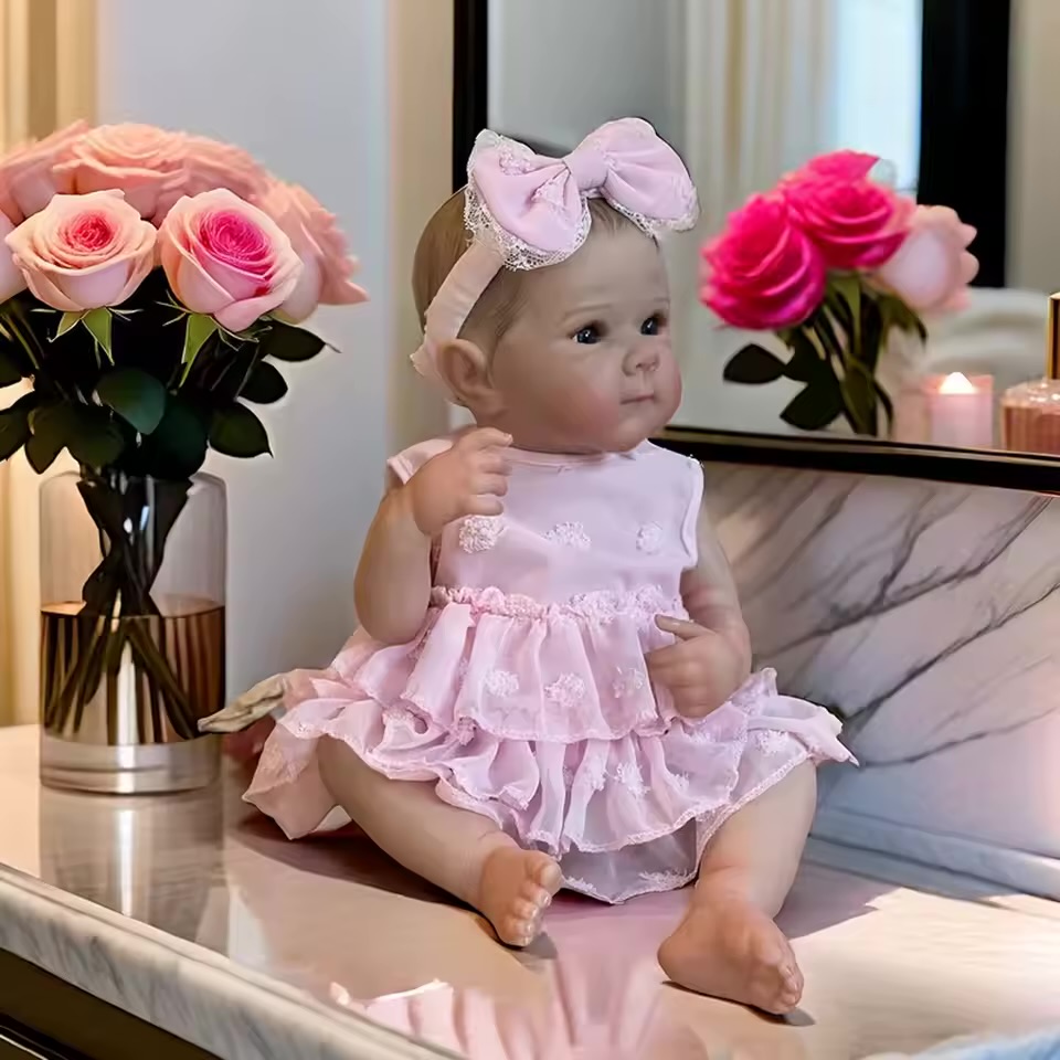 Sleeping Baby Doll in Pink Mouse Plush Romper
