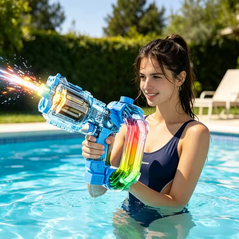 Transparent Revolver-Style Electric Water Gun