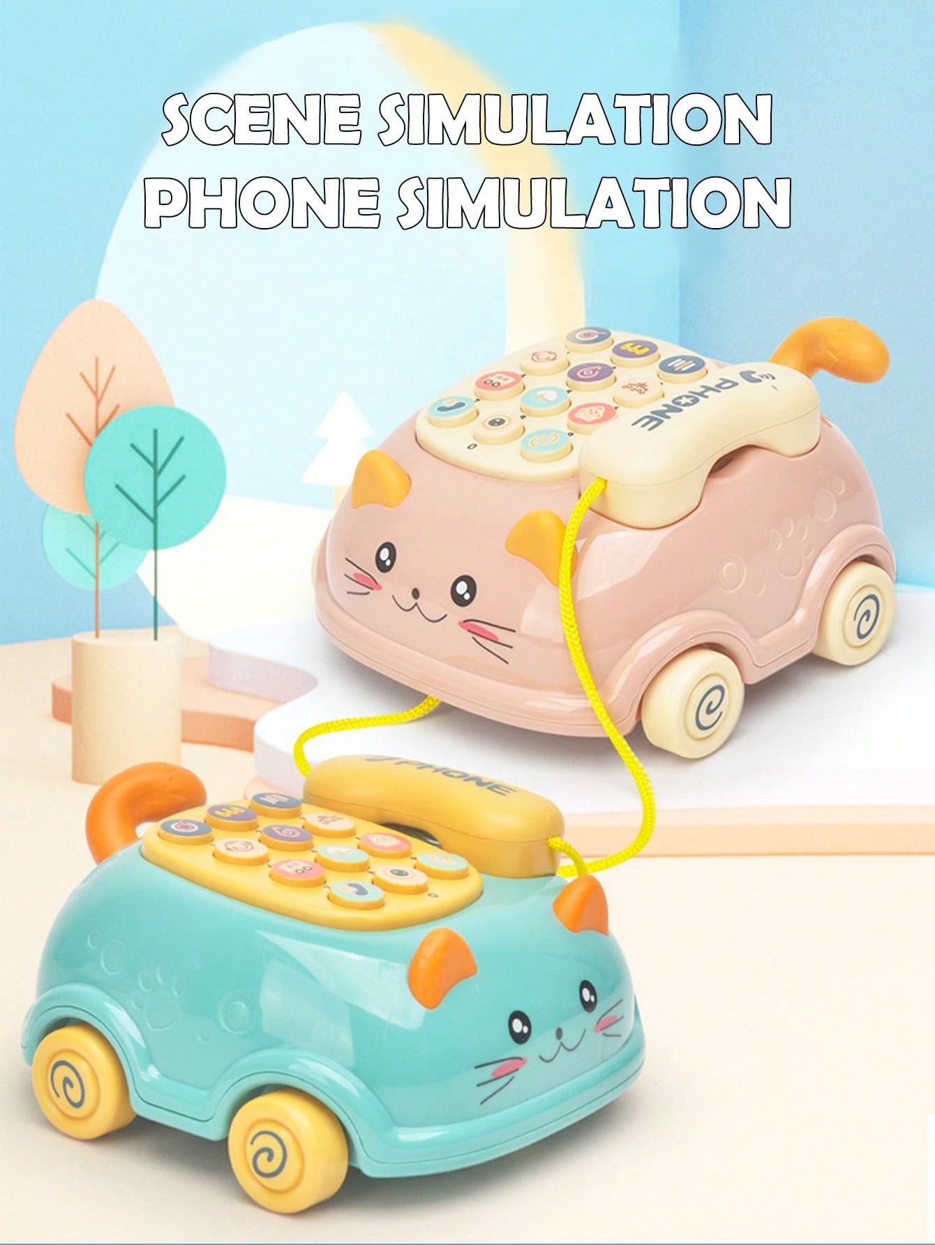 Scene Simulation" Cat-Themed Toy Telephone Car