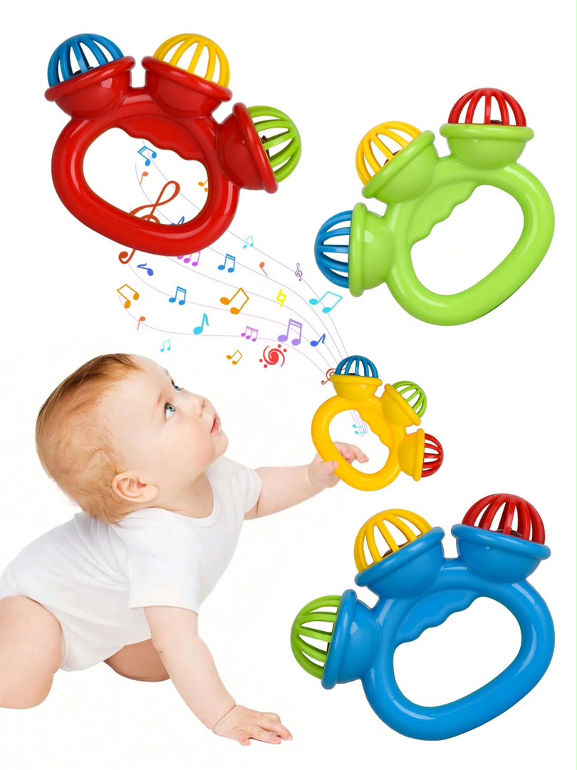 Multi-Color Triple Cage Bell Baby Rattle
