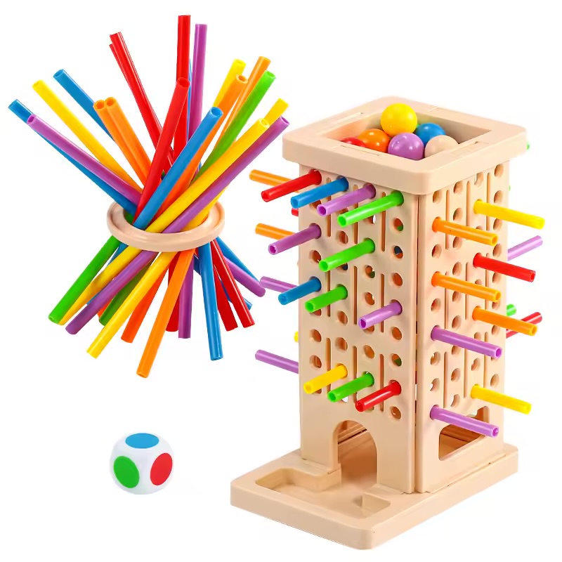 Colorful Falling Marble Tower Tabletop Game