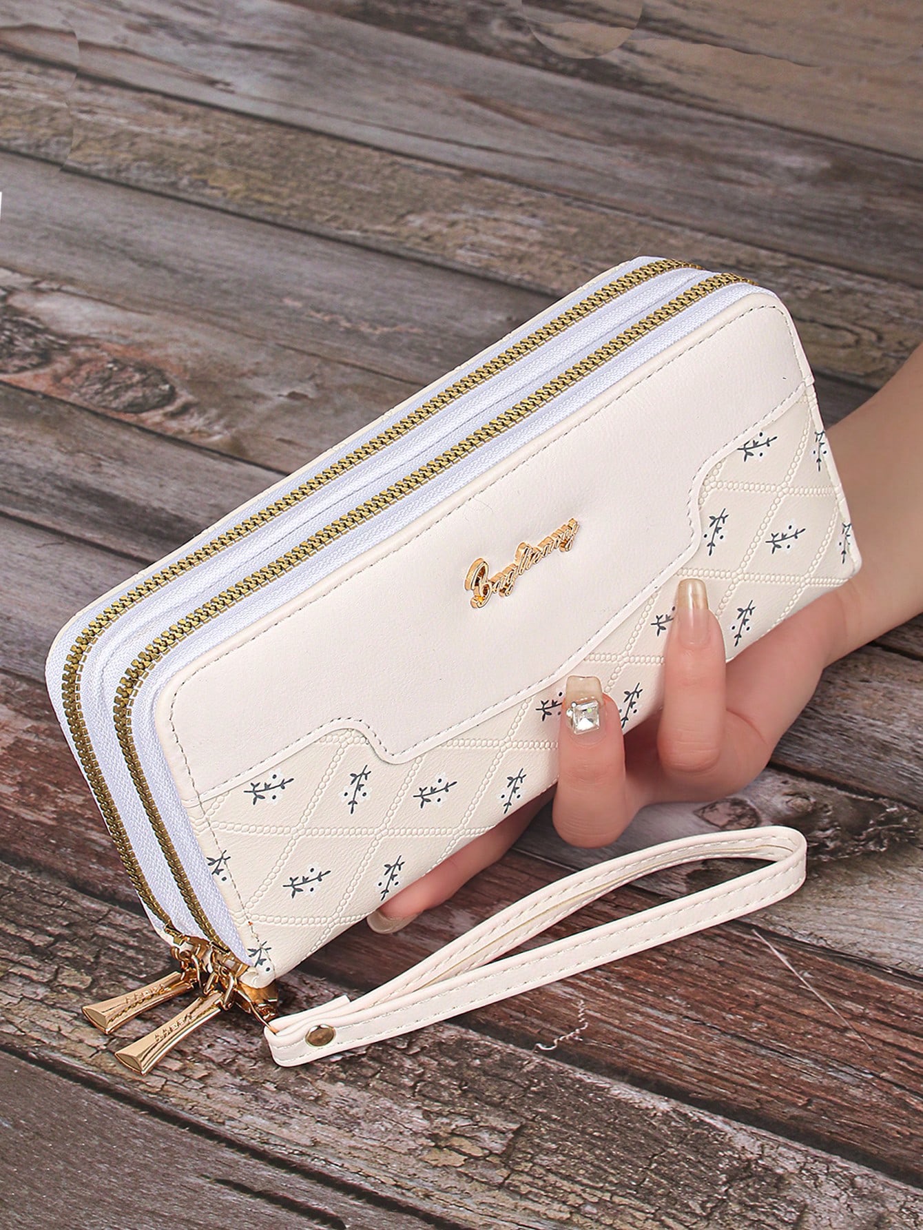 Botanical Lattice Double-Zip Clutch