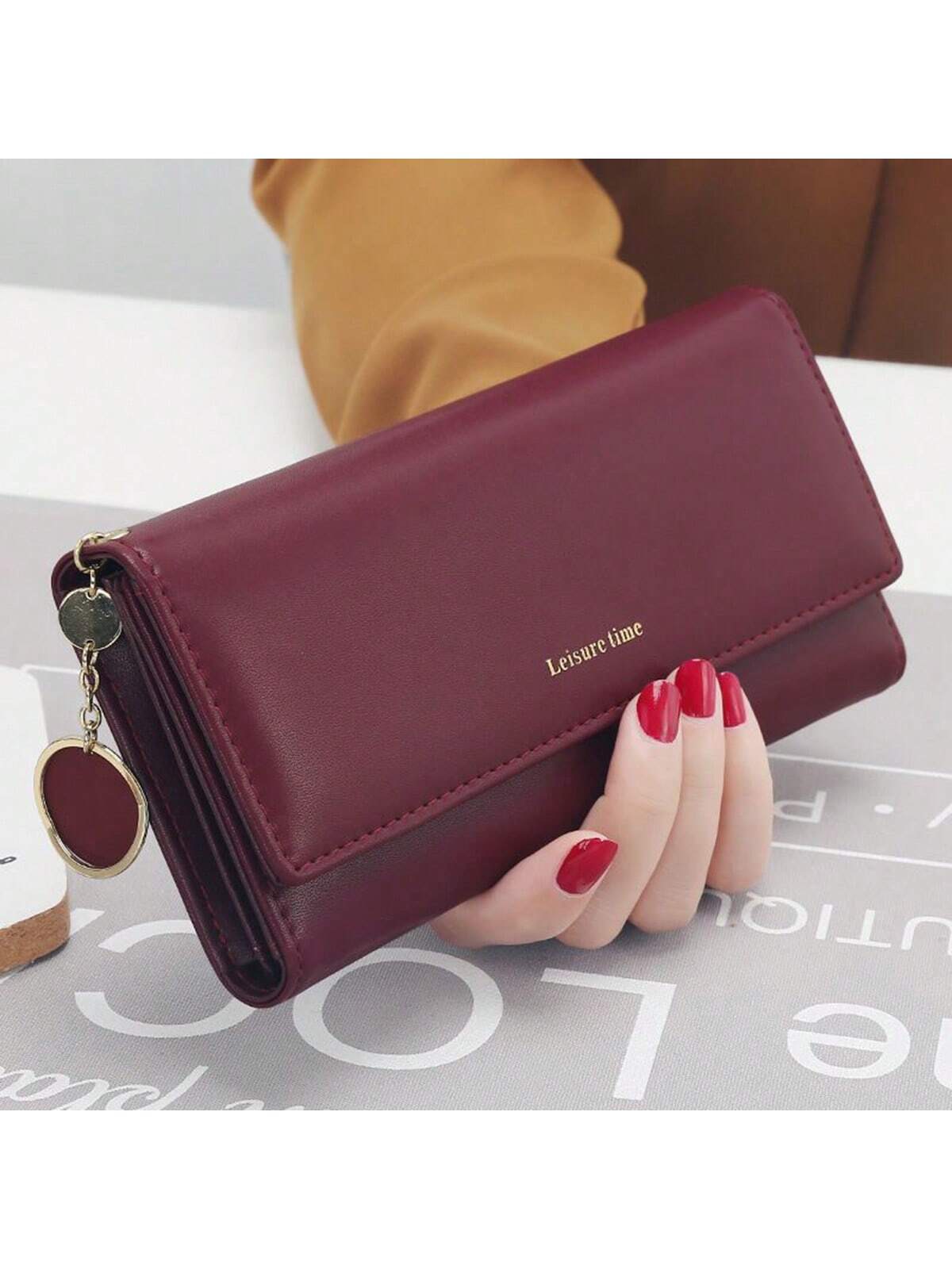 Ruched Vegan Leather Bifold