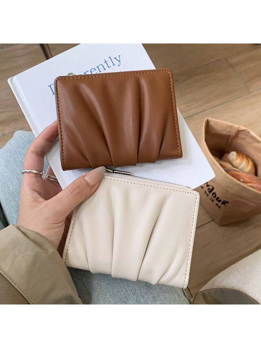 Ruched Vegan Leather Bifold