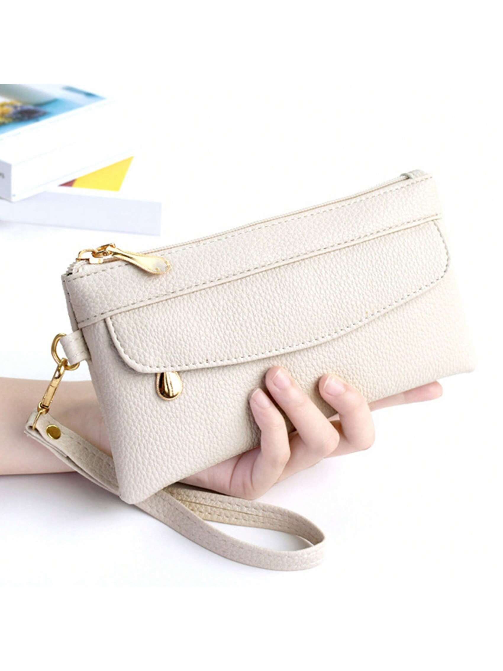 Cream Pebbled Envelope Clutch