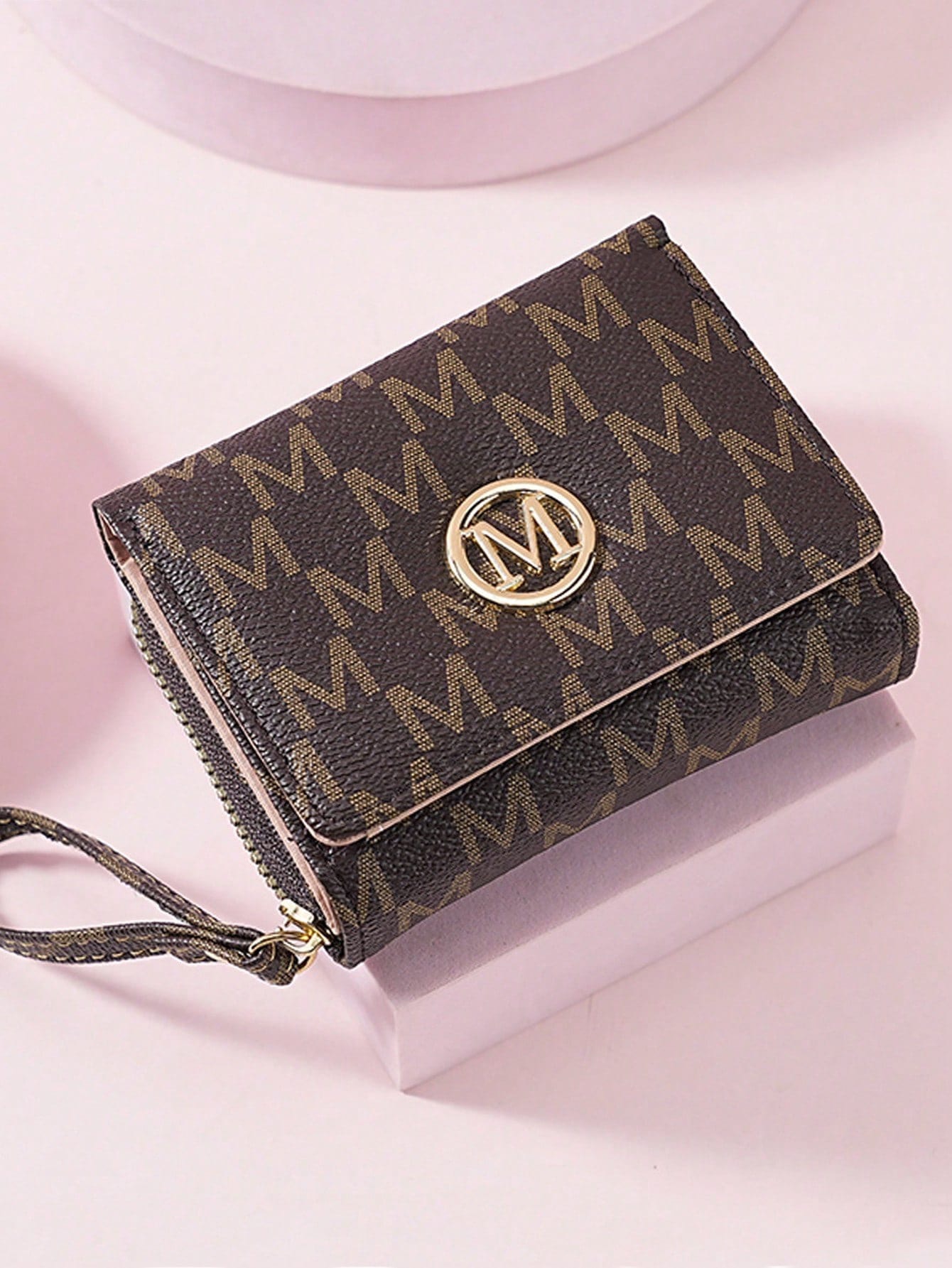 Monogram Wristlet Wallet (Dark Brown)