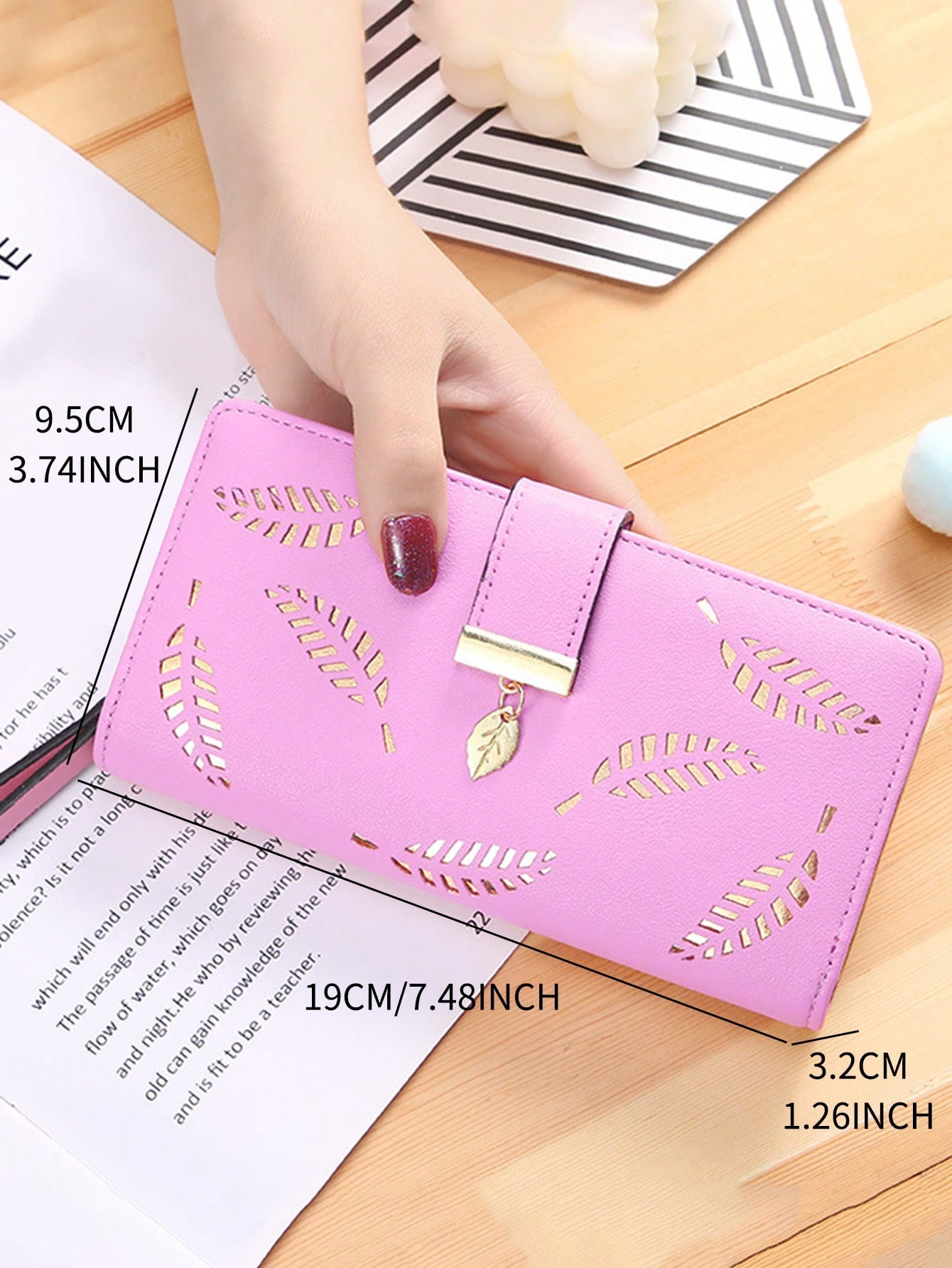 Laser-Cut Gold Leaf Clutch (Pink)