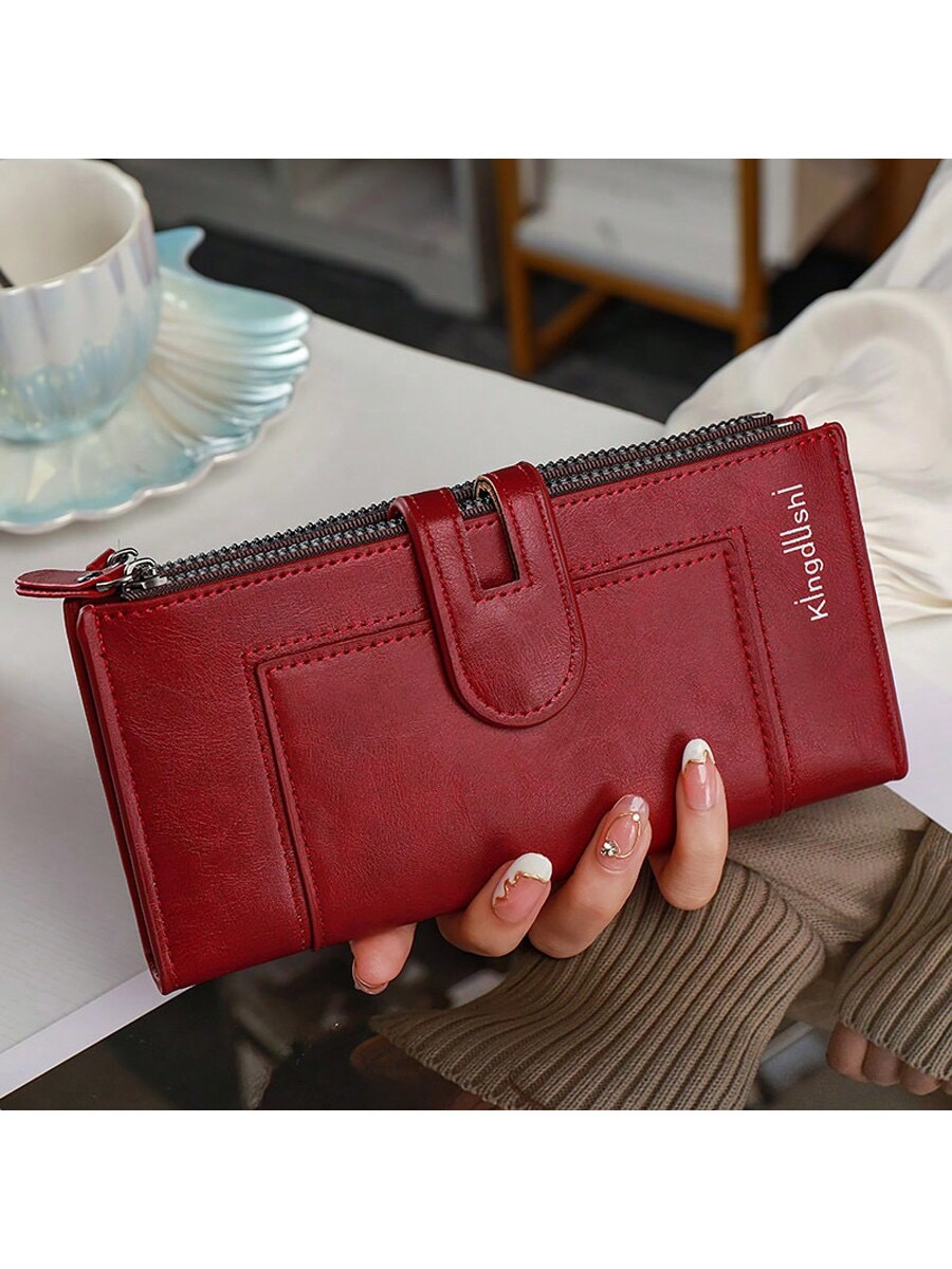 Kingdlushi" Double-Zip Clutch (Deep Red)