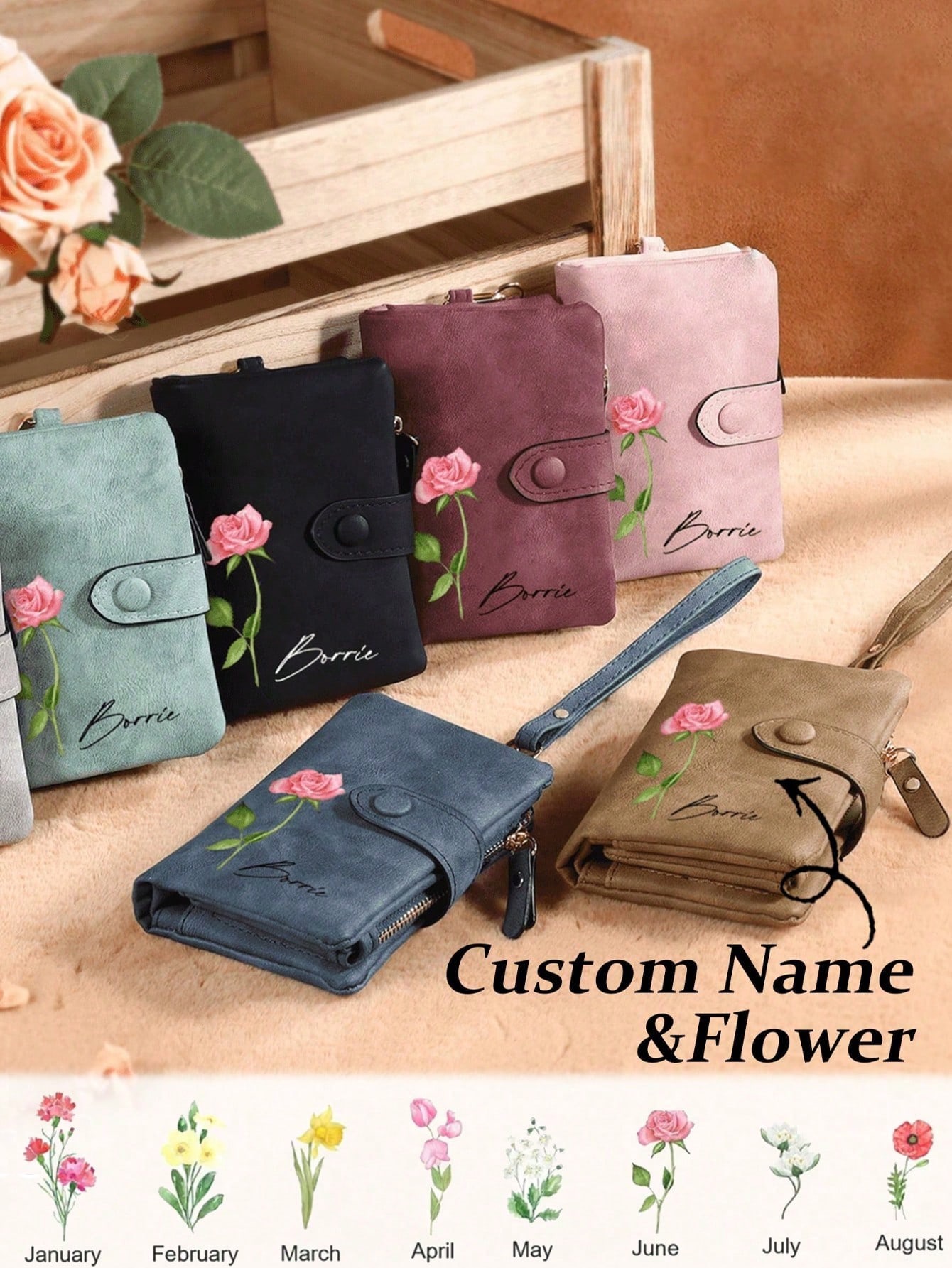 Personalized Birth Month Flower Wristlets