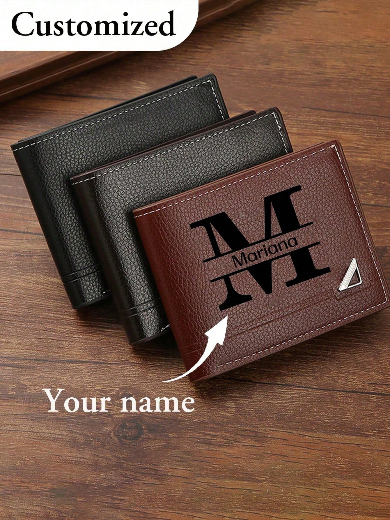 Custom Initial & Name Leather Bi-Fold