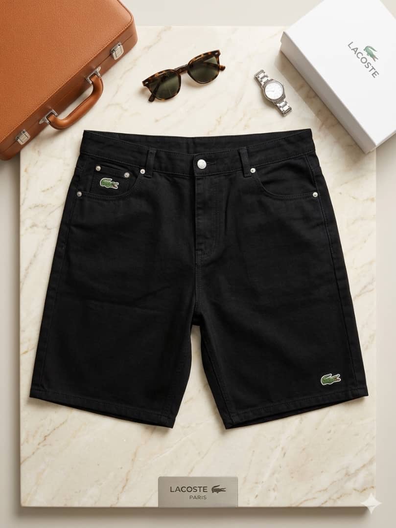 Men's Premium Tailored Black Lacoste Denim Shorts