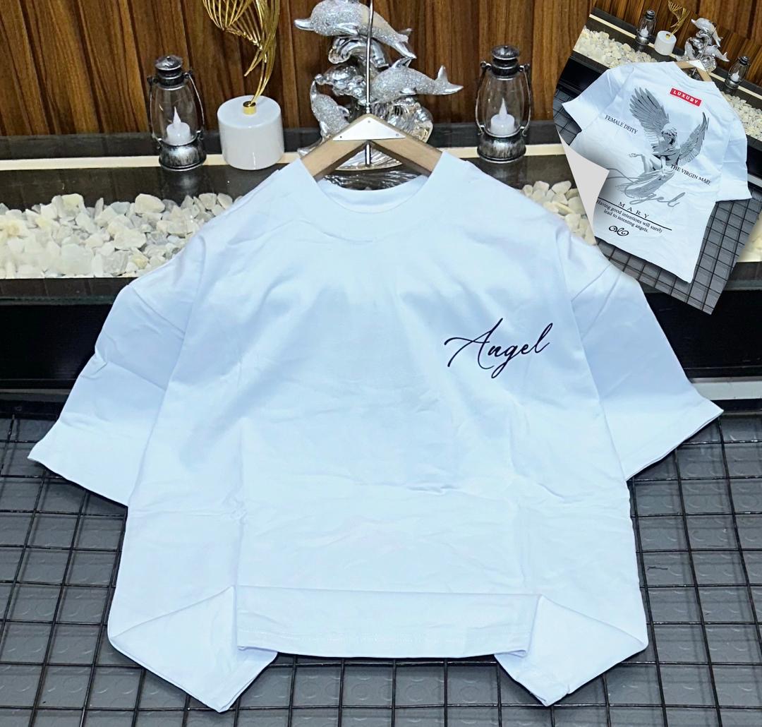 The Virgin Mary" Angel Graphic Oversized Streetwear Tee – Pure White