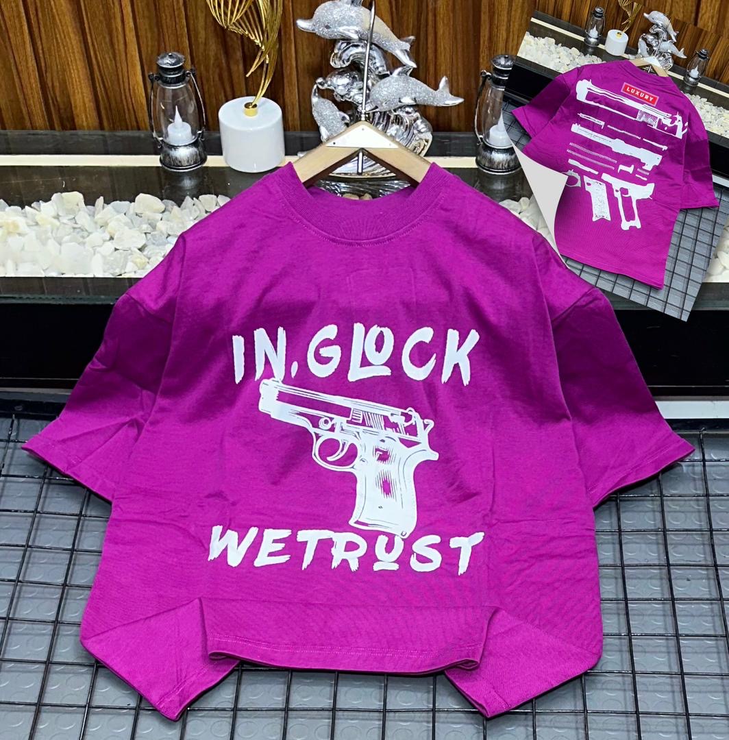 In Glock We Trust" Schematic Streetwear Tee – Magenta Purple