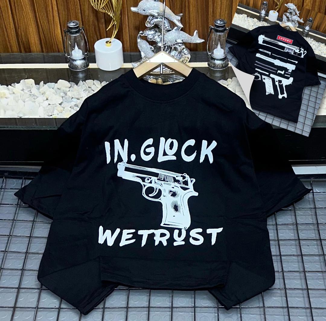 "In Glock We Trust" Schematic Streetwear Tee – Pitch Black