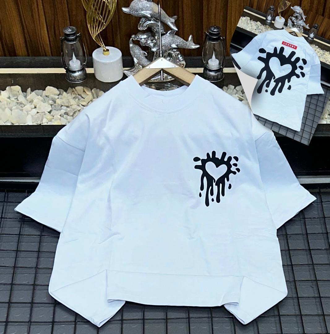 Liquid Splatter Bleeding Heart Tee – Clean White