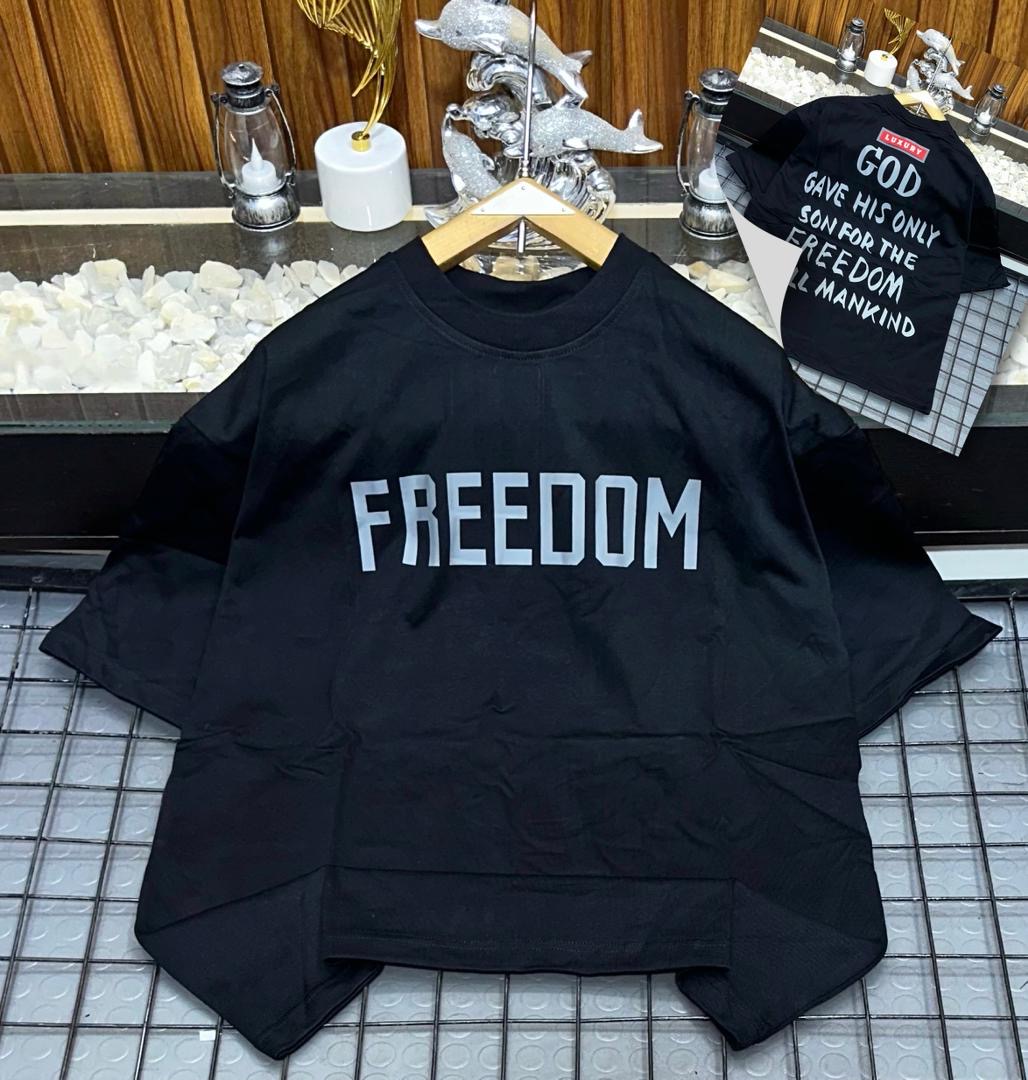 Freedom For All Mankind" Block Typography Tee – Pitch Black