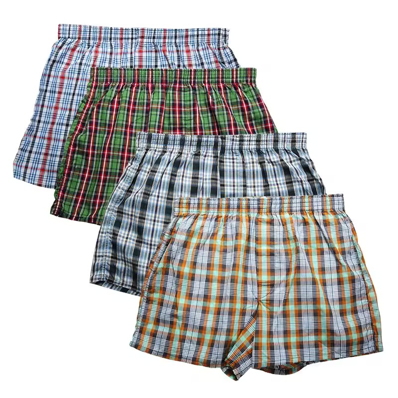 Men's Classic Plaid Woven Boxer Shorts Multipack – Loose Fit Cotton Comfort Underwear with Covered Elastic Waistband