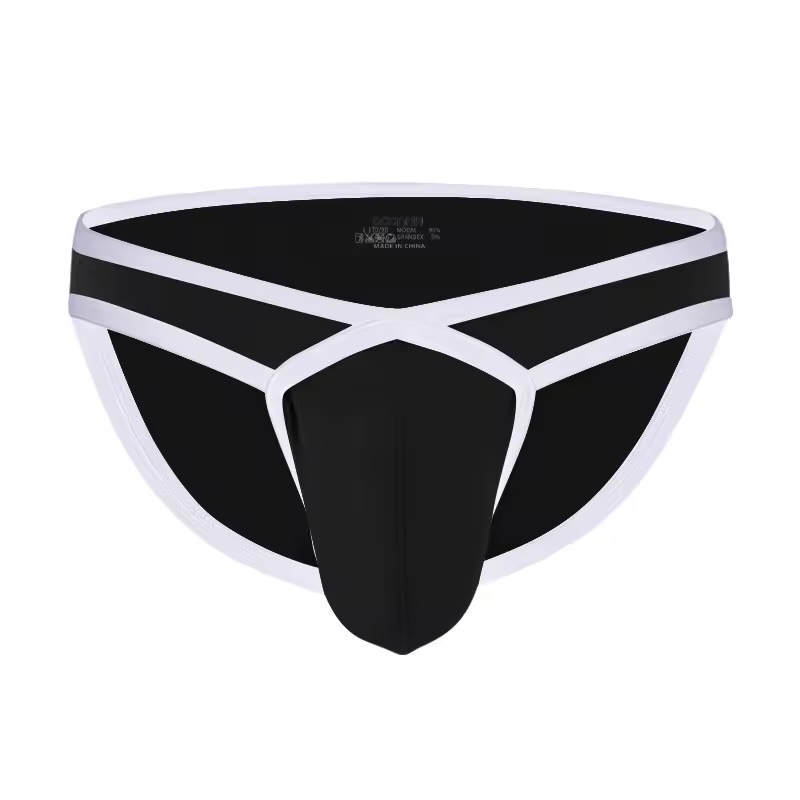 Men's Premium Modal Cross-Strap Briefs – Low Rise Sport Bikini Underwear with Ergonomic Contoured Pouch, Contrast Piping Trim, and Ultra-Soft Stretch Comfort