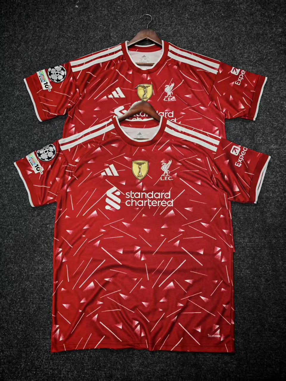 Liverpool F.C. Custom "Geometric Confetti" Crewneck Kit Set – Crimson Red & Off-White