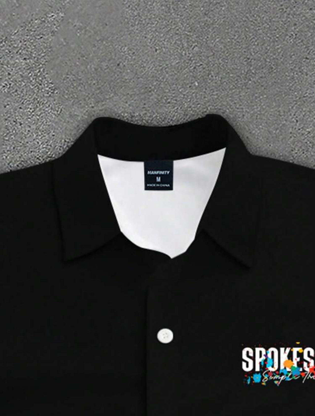 SPOKESMAN Simple Things Men's Streetwear Black Oversized Short Sleeve Button-Down Shirt with Graphic Pocket Print 3