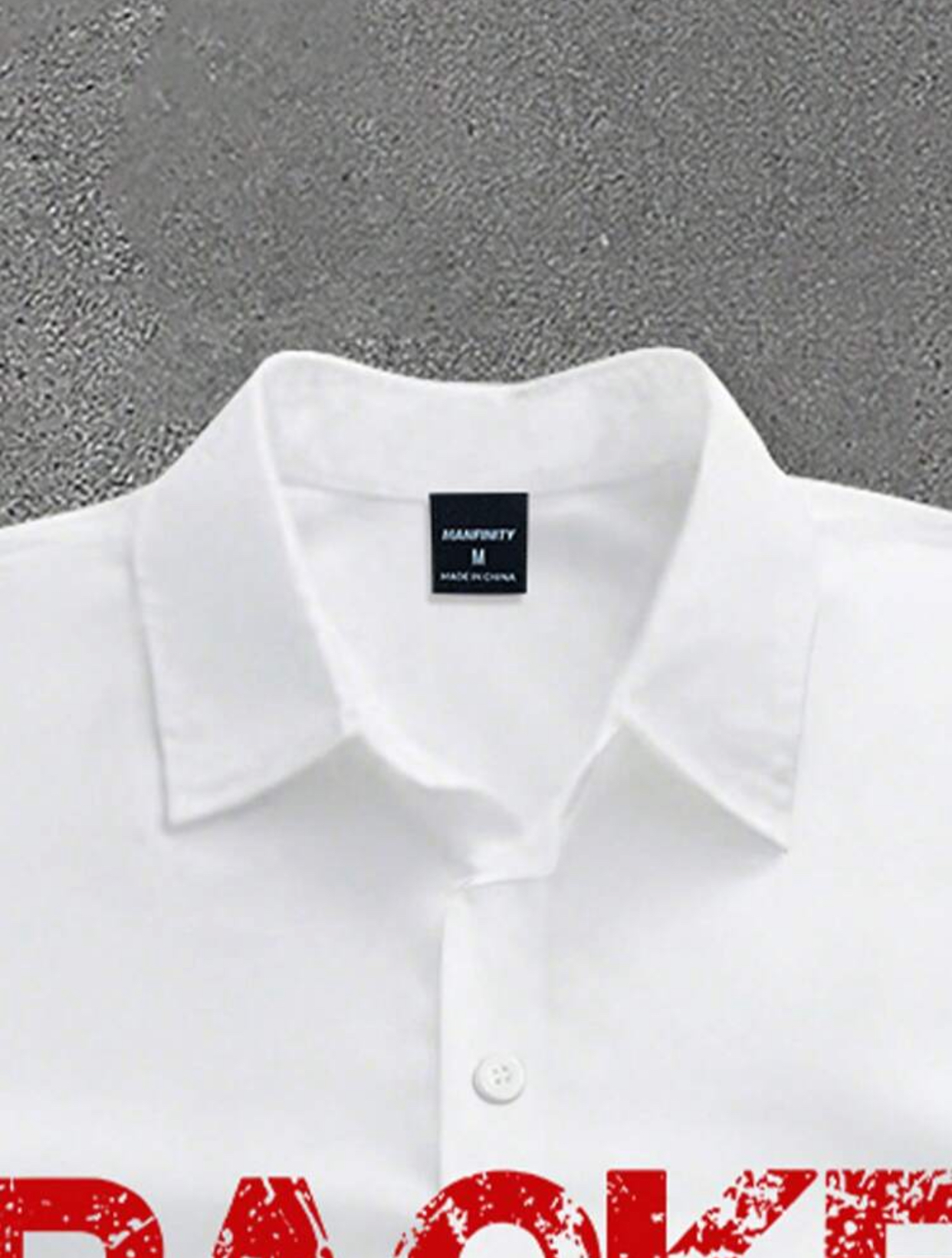 TRACKER Men's Streetwear Praying Figure Graphic Red Distressed Lettering Short Sleeve White Button-Down Shirt 3