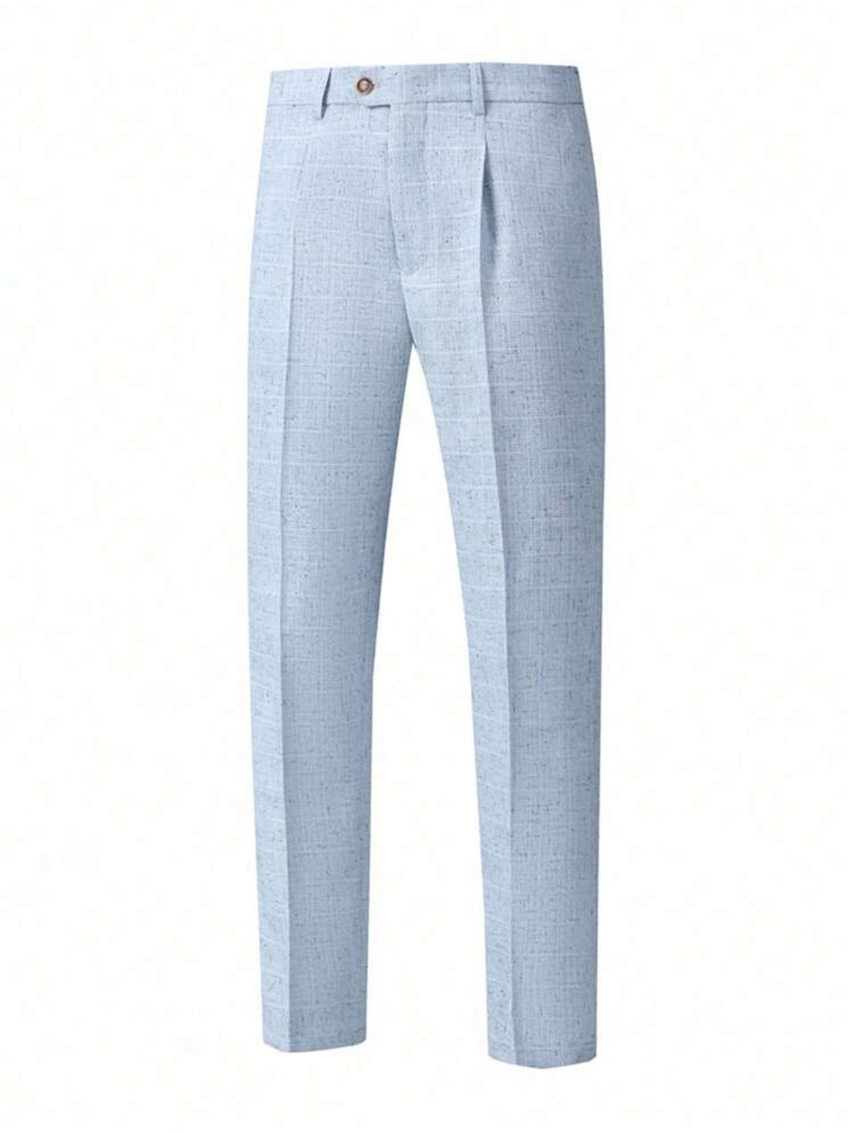 Baby Blue Men's Premium Tailored Double-Breasted Light Baby Blue Textured Suit and Trousers Two-Piece Set 2