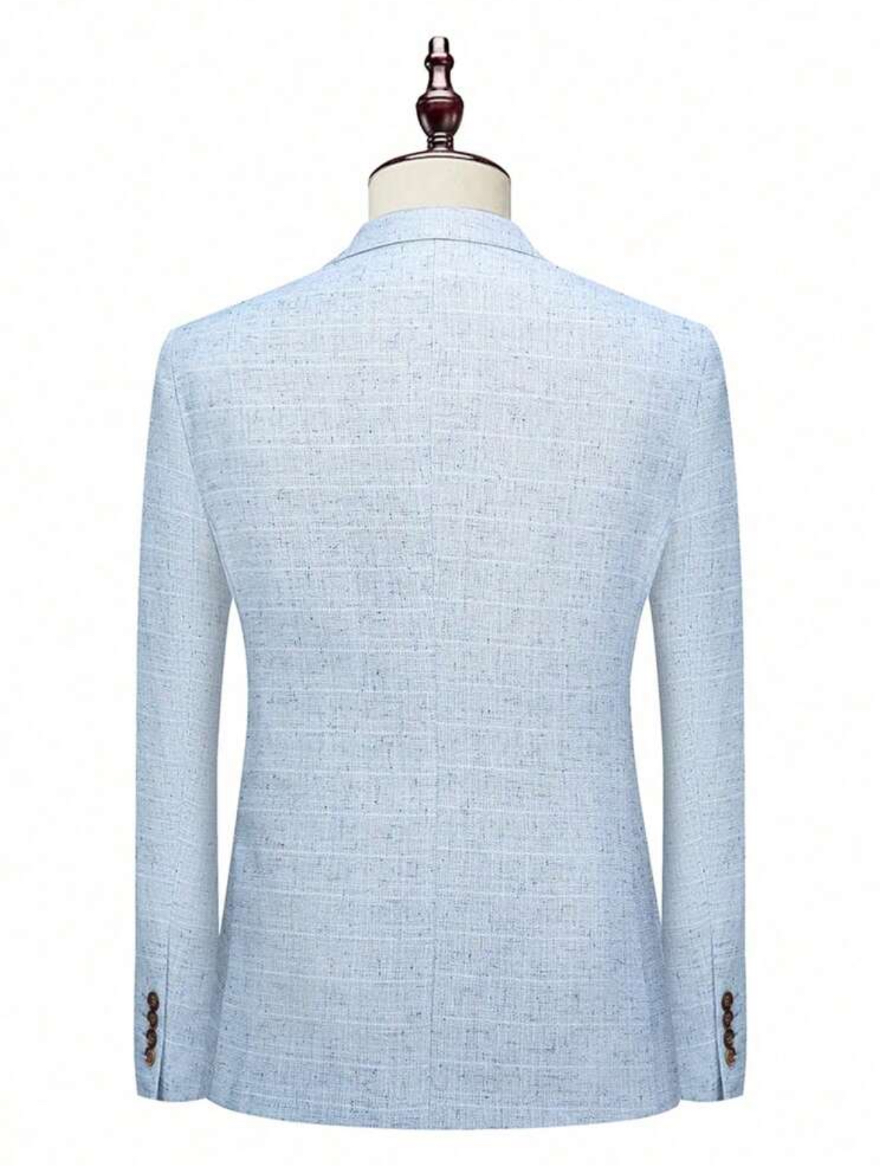 Baby Blue Men's Premium Tailored Double-Breasted Light Baby Blue Textured Suit and Trousers Two-Piece Set 3