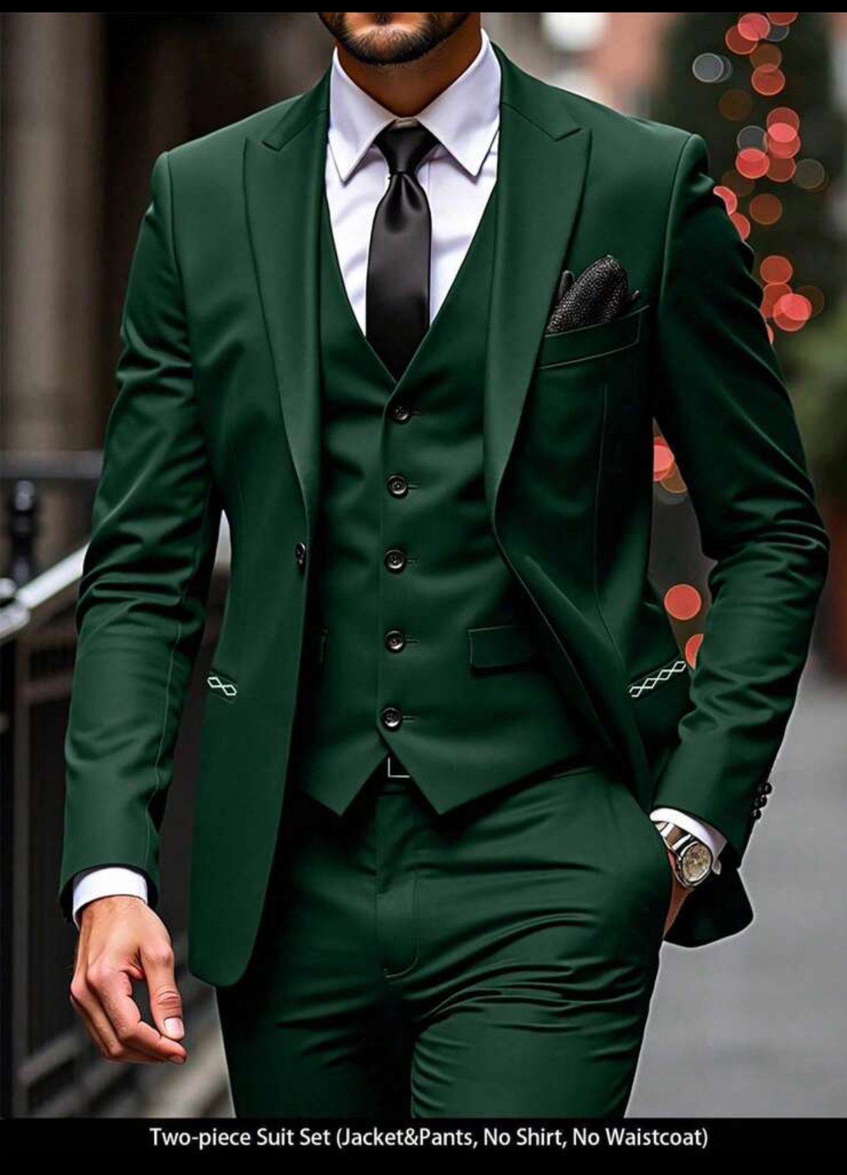 Men's Premium Bespoke Tailored Navy Blue Three-Piece Suit with Vest, Blazer, and Trousers Elegant Formal Set 2