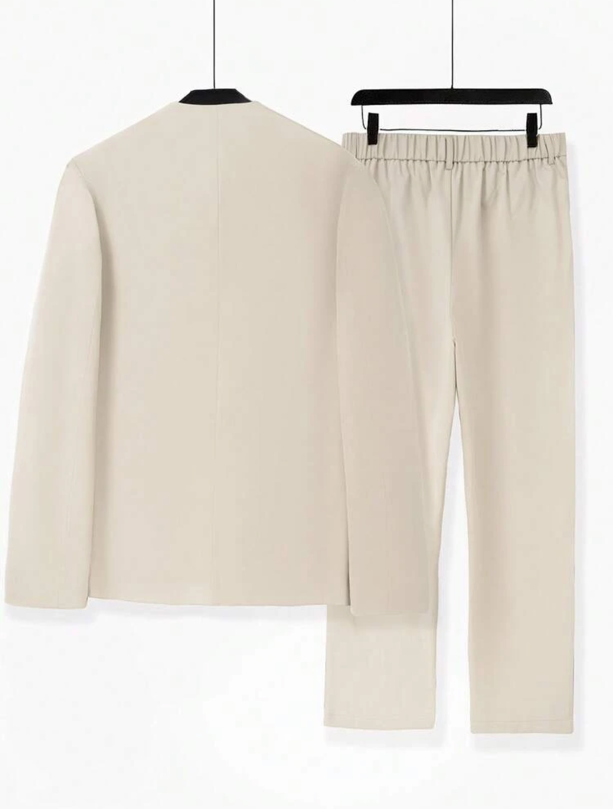 Onitsha Atelier Prestige Collection Men's Premium High-Fashion Cream White Shawl Lapel Single-Breasted Blazer and Ultra Wide-Leg Pleated Trousers Two-Piece Tailored Suit Set 3
