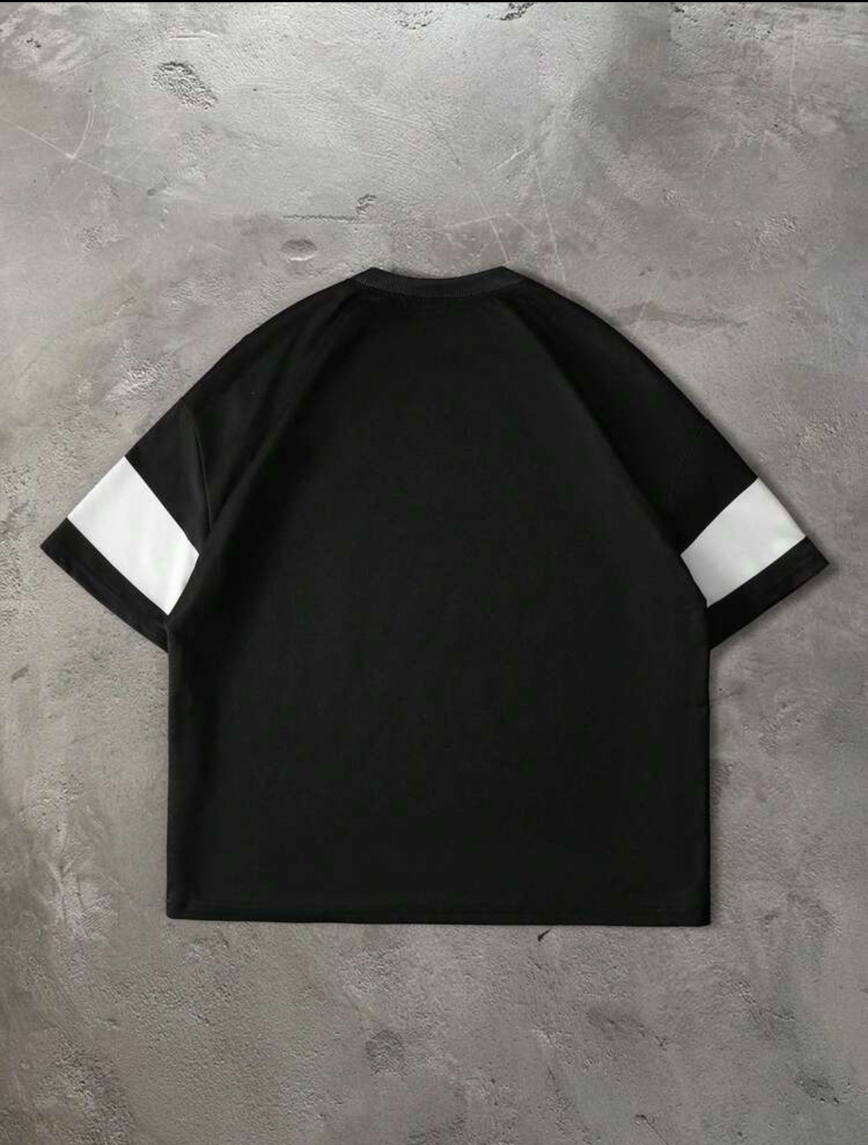 Futuristic Y2K Cyberspace Jet Black Oversized T-Shirt Featuring Abstract Bold White Horn-Shaped Side Panels, Fine Raglan Piping, and a Centered Silver Star-and-Crescent Cybernetic Emblem 2