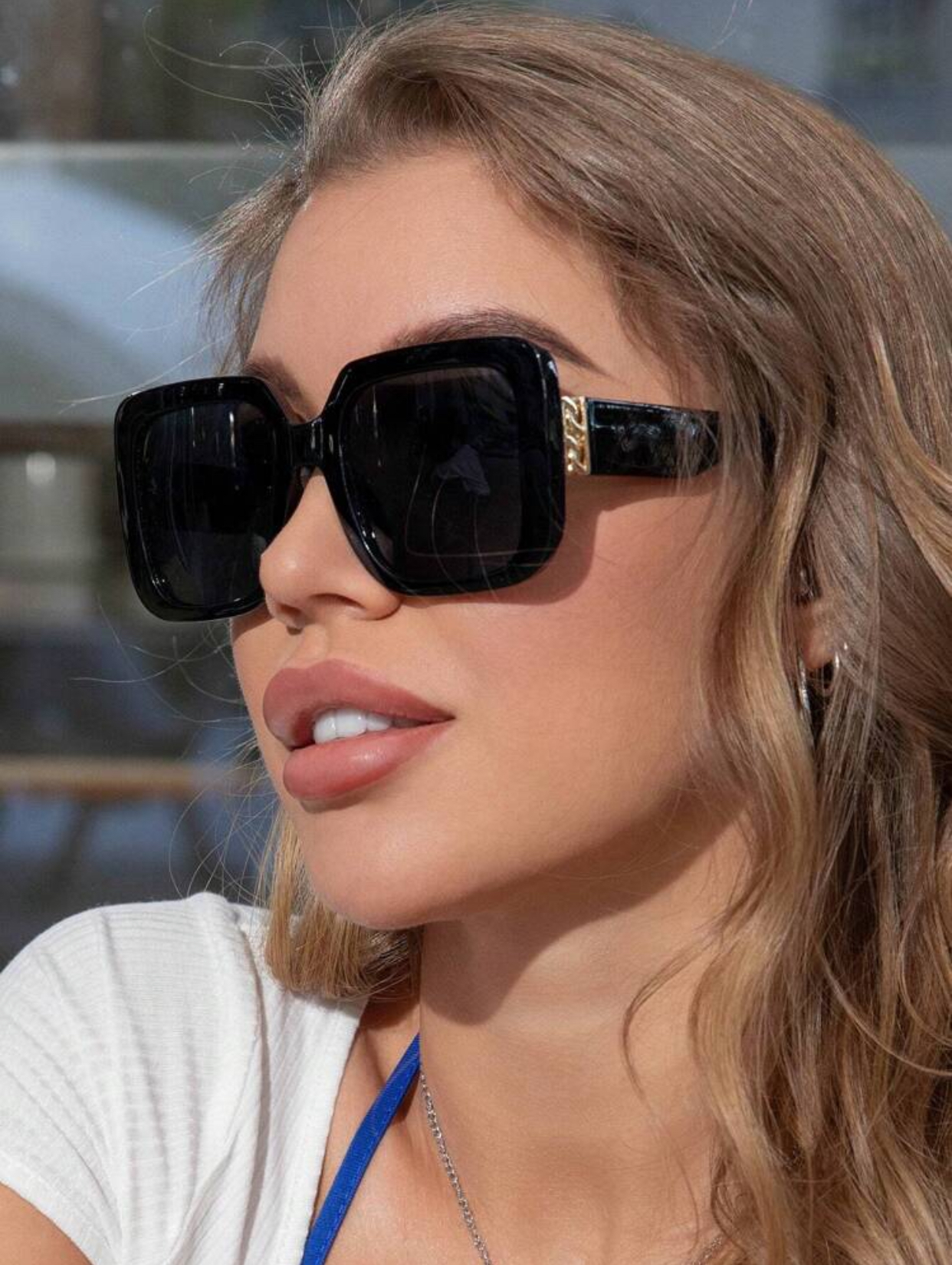 Modernist Heavy-Rimmed Square Sunglasses in Polished Jet Black