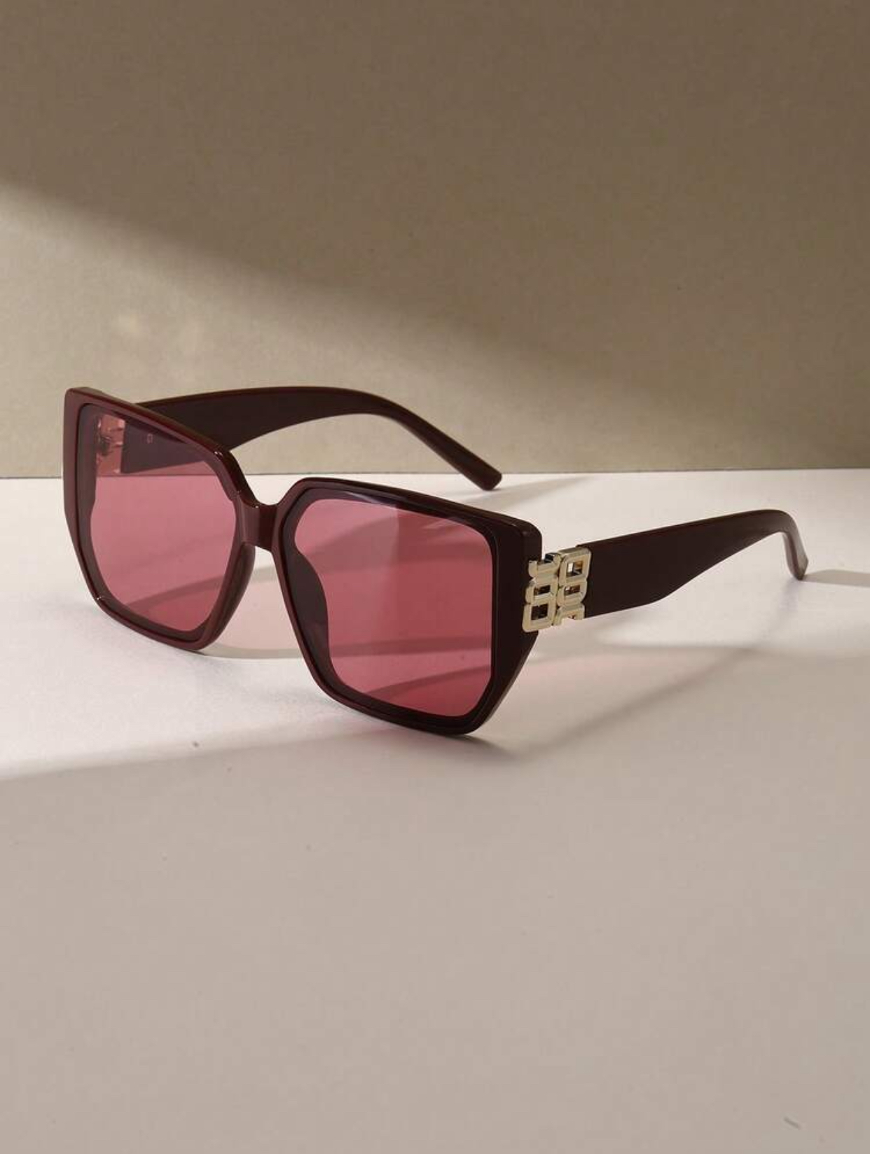 High-Fashion Oversized Square Sunglasses in Rich Plum Burgundy with Tonal Lenses