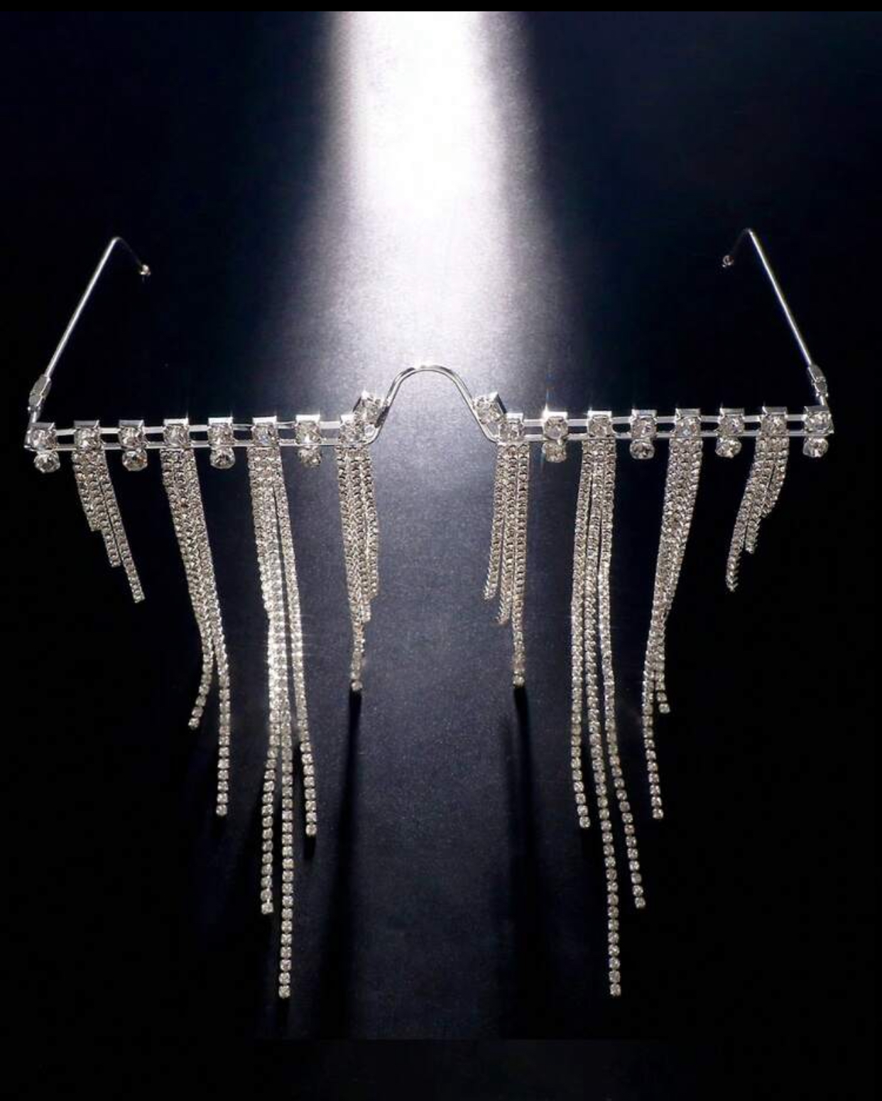 Garde Crystal-Encrusted Horizontal Bar Glasses with Cascade Fringe