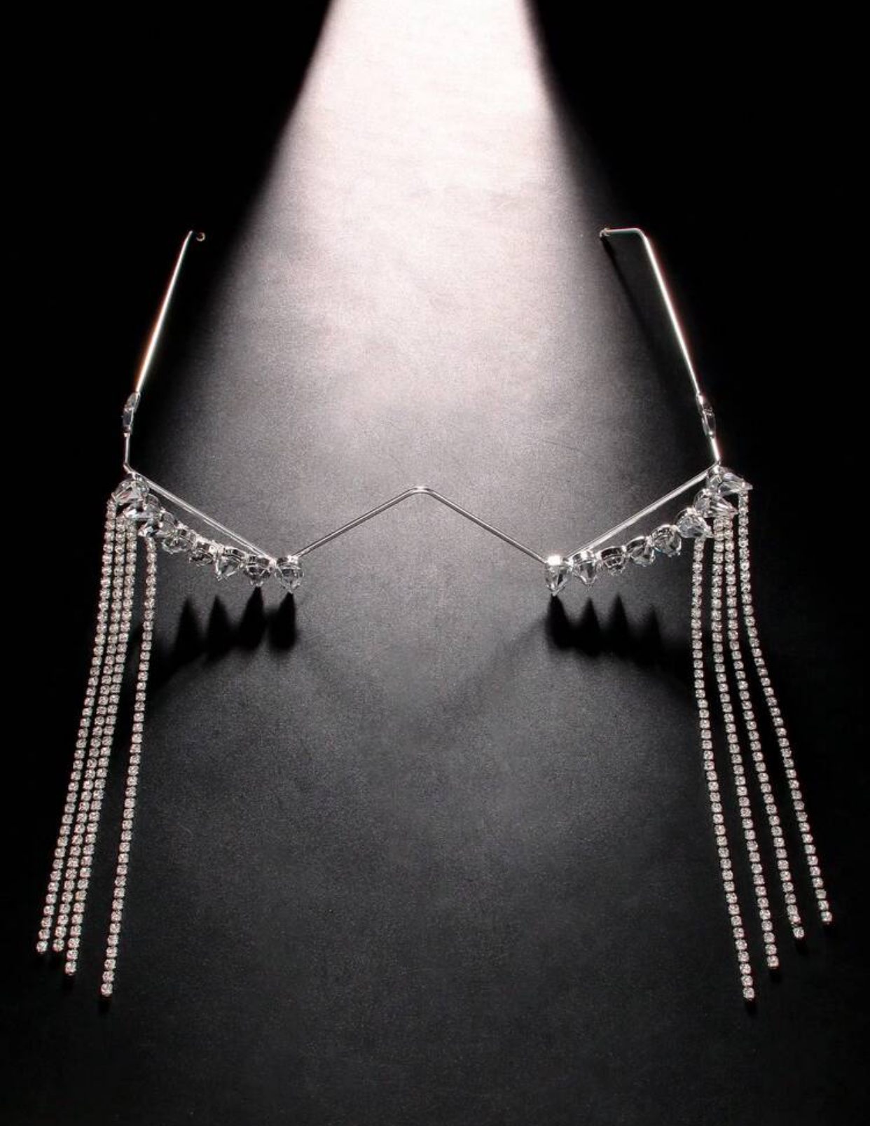 High-Fashion Chevron Diamond-Strand Face Frame with Hanging Tassels 3