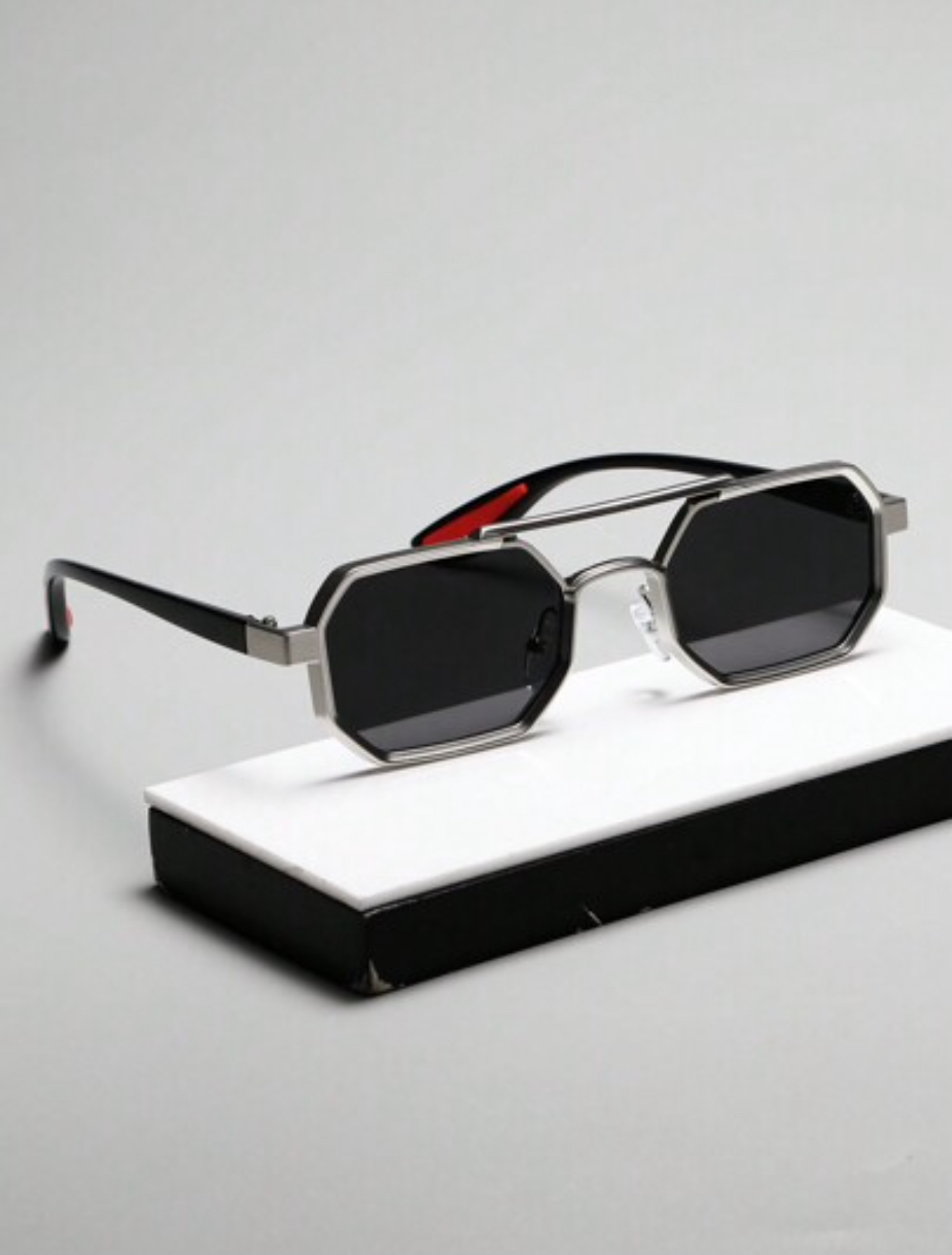 Archival Minimalist Micro-Rectangular Sunglasses in Polished Gold