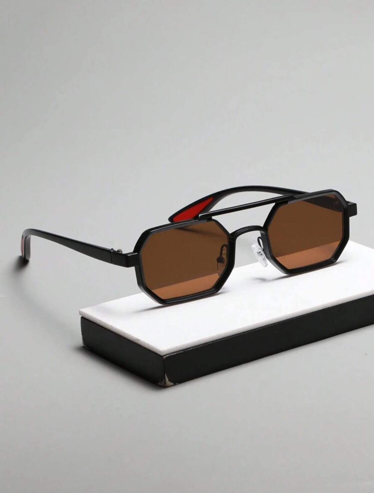 Archival Minimalist Micro-Rectangular Sunglasses in Polished Gold 2