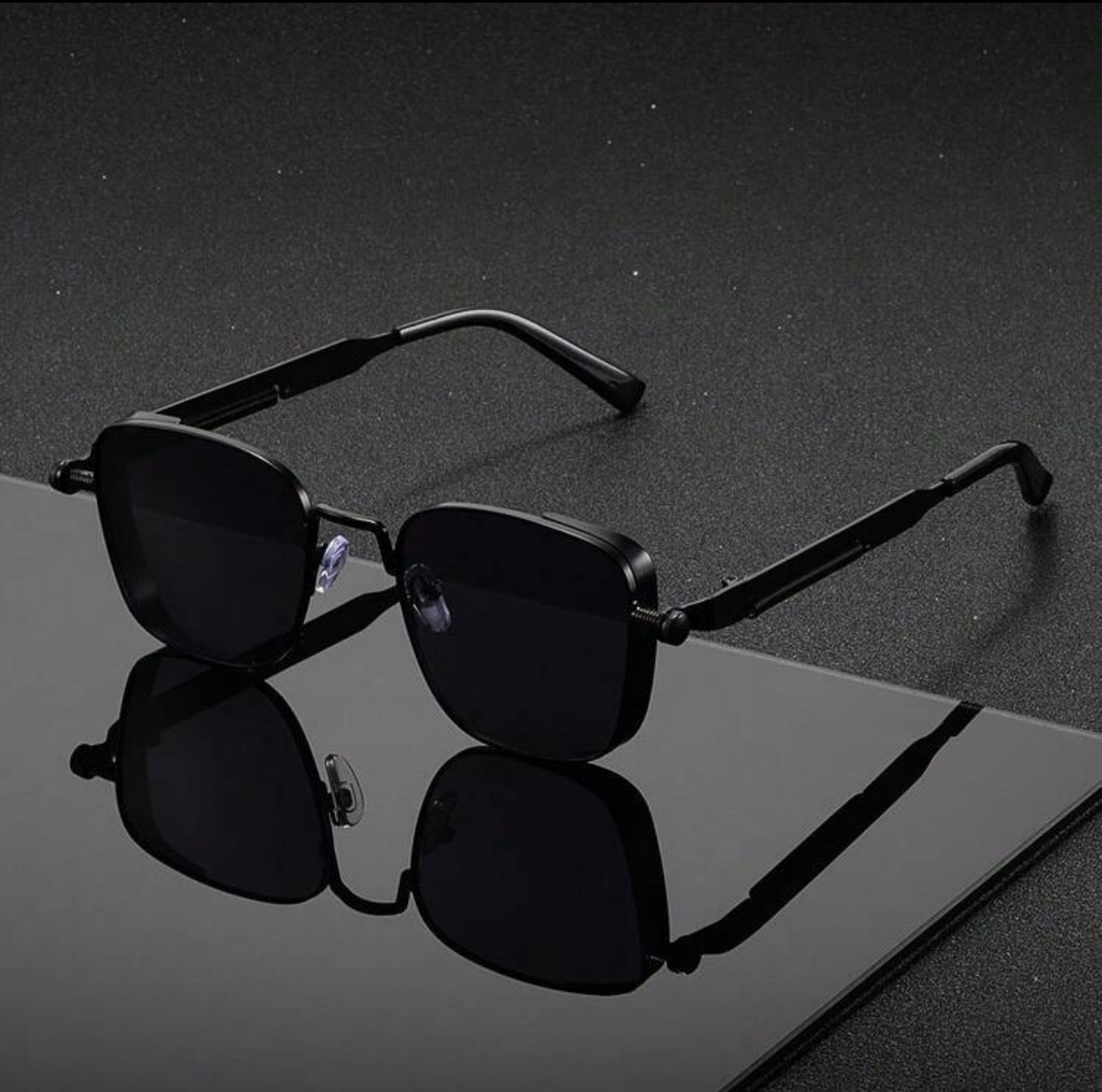 Steampunk-Inspired Hexagonal Sunglasses with Industrial Spring Temples in Polished Gold