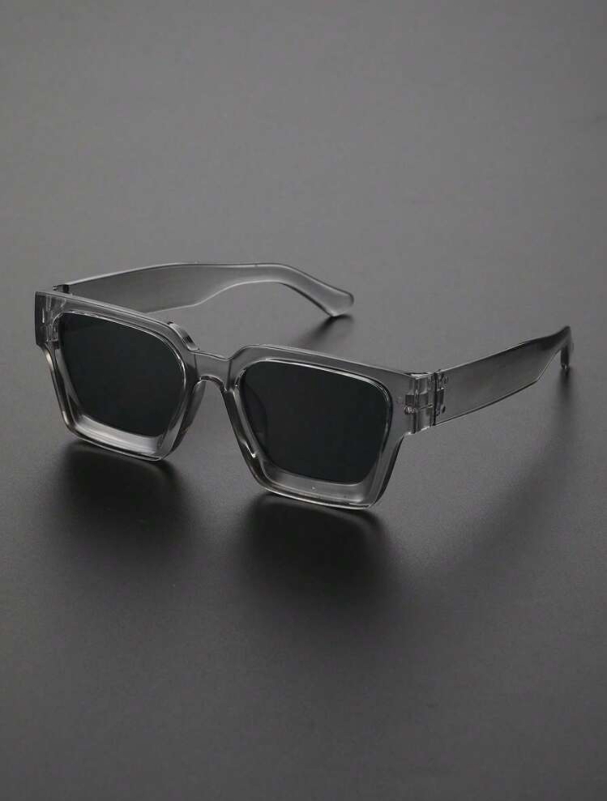 Avant-Garde Beveled Chunky Square Sunglasses in High-Gloss Black 2