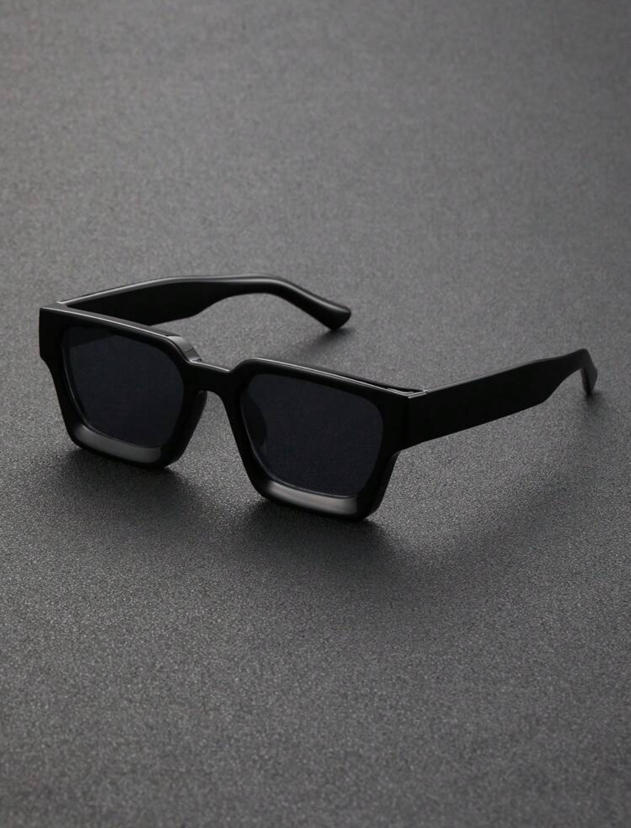 Avant-Garde Beveled Chunky Square Sunglasses in High-Gloss Black 3