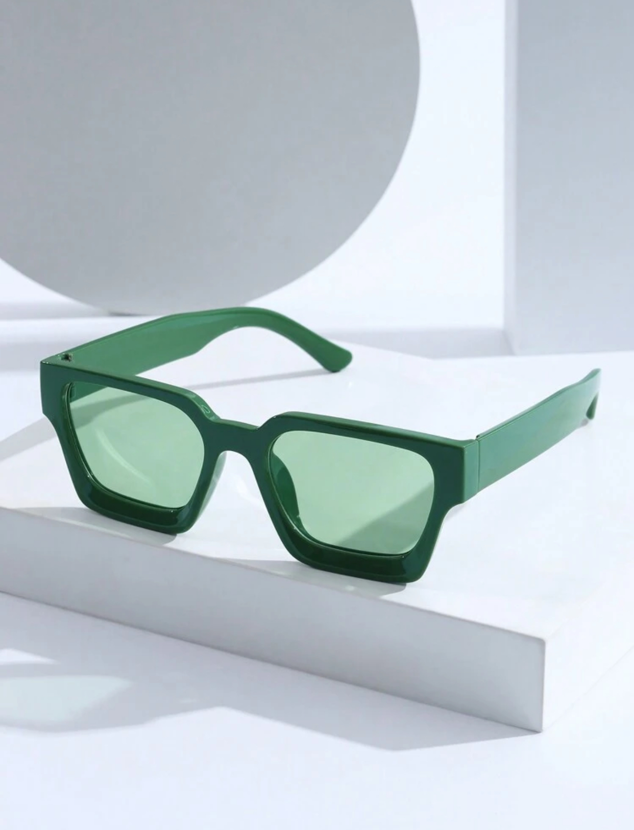 Modernist Transparent Crystal Square Sunglasses with Dark Ocean Blue Lenses 2