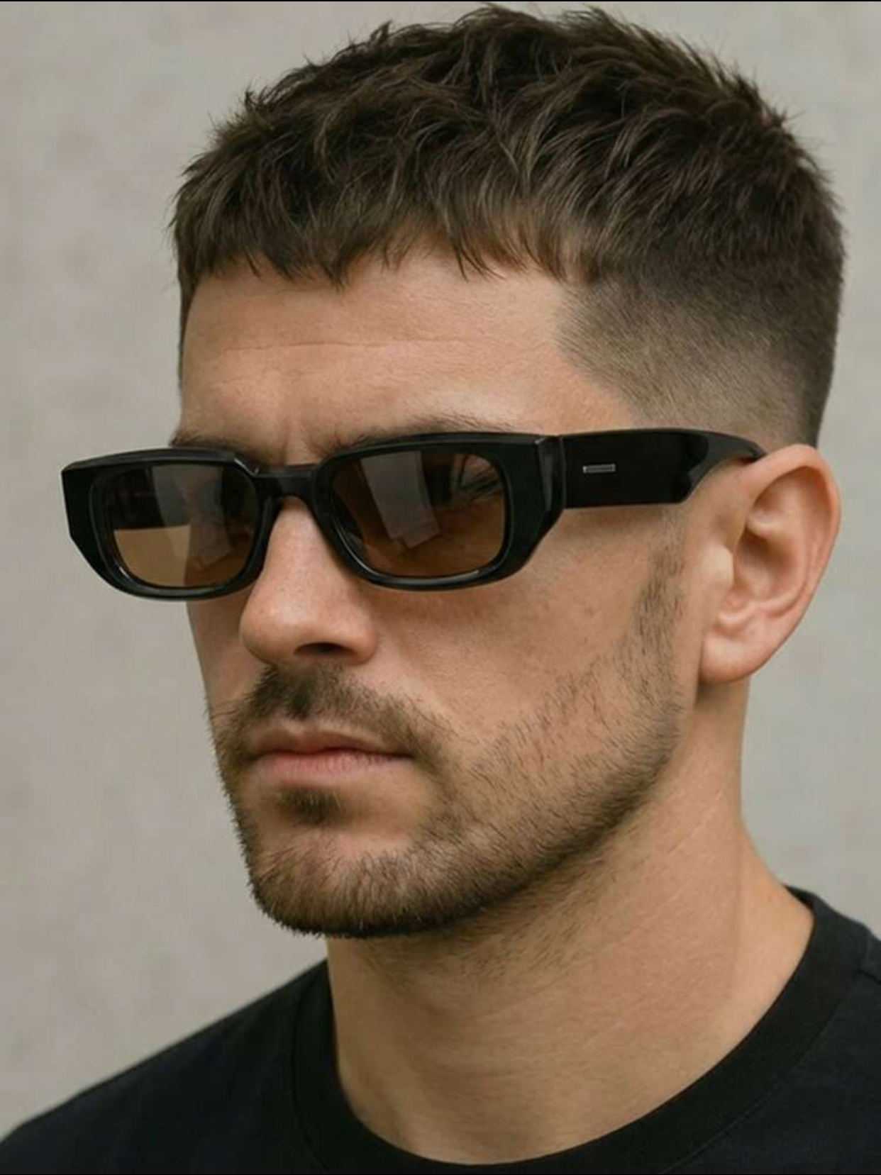 Streetwear Low-Profile Narrow Rectangular Sunglasses with Warm Amber Lenses 3