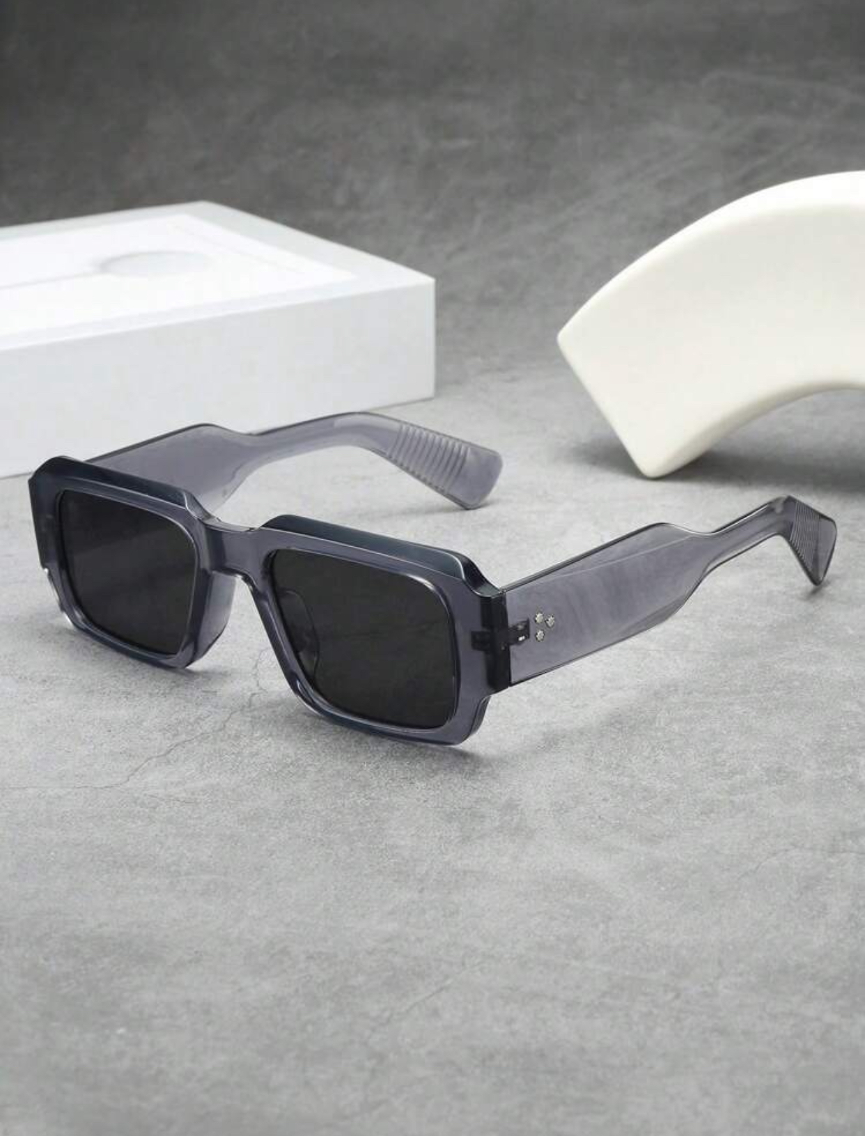 Contemporary Block-Frame Square Optical Glasses in High-Gloss Black 2
