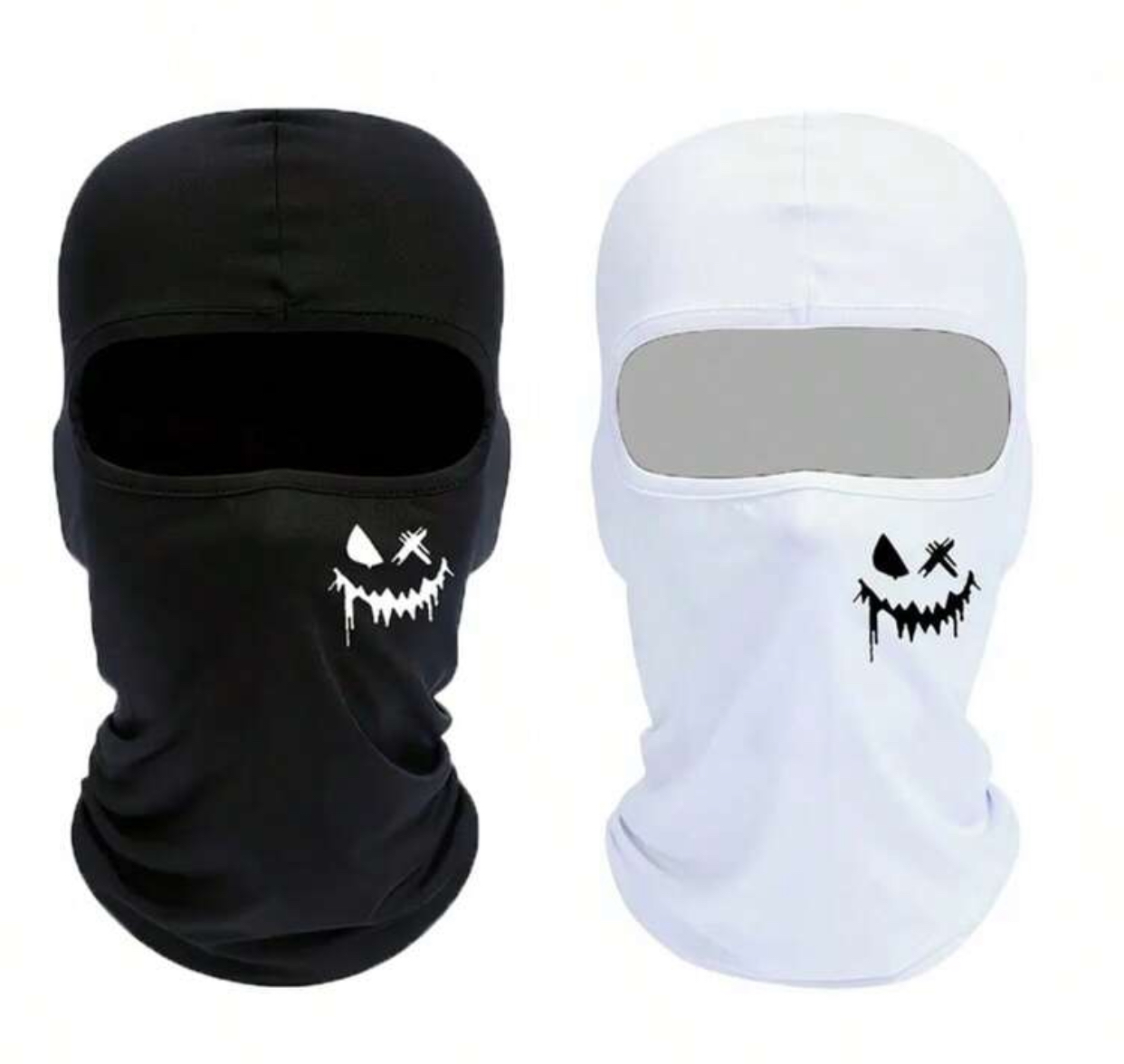 1pcs Spooky Dripping Smile Balaclava Set - Full Face Ski Masks in Black and White