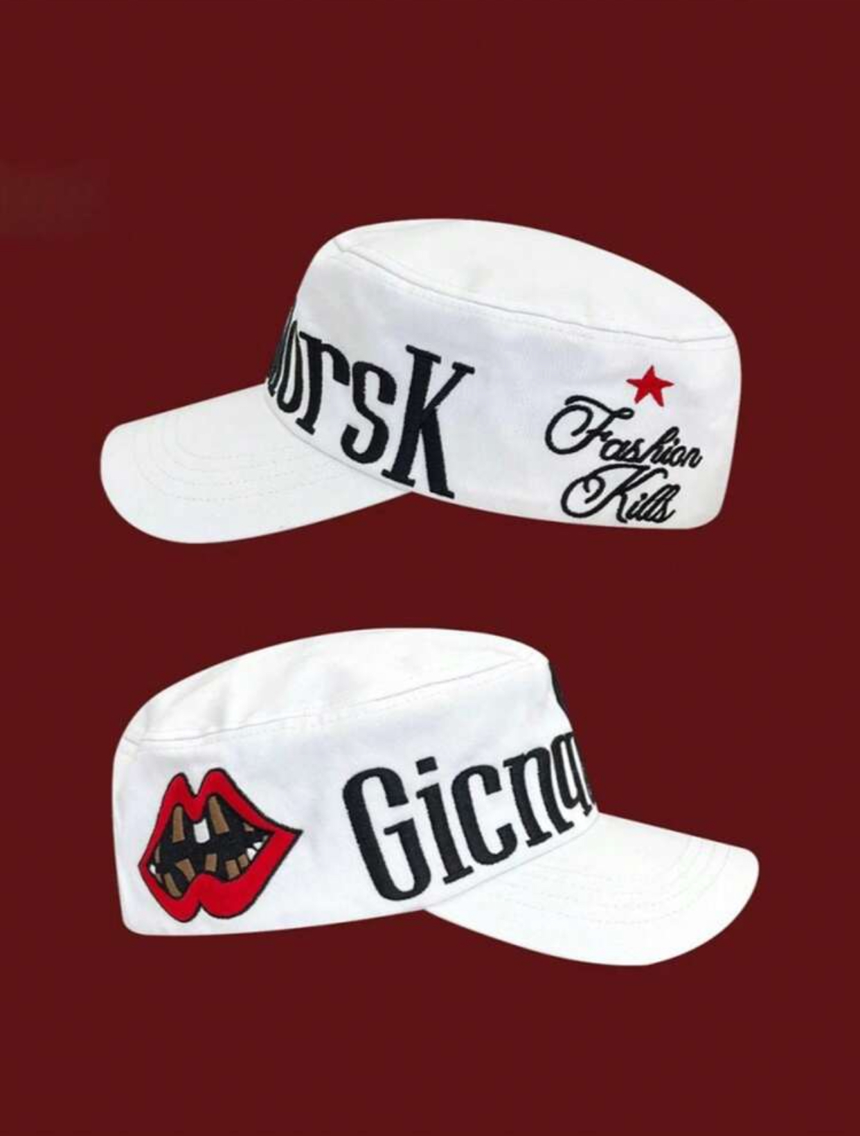 Side-Text Graphic Black Baseball Cap with Oversized White 'MorsK' Embroidery 2