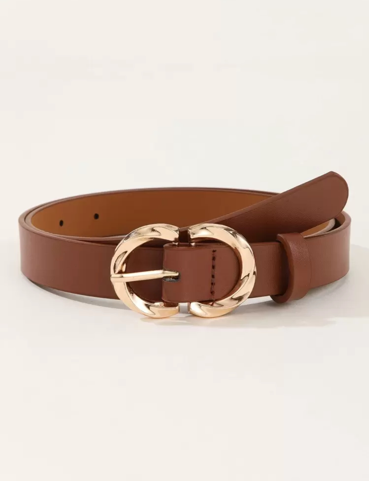 Minimalist Interlocking Double-G Style Black Waist Belt with Gold-Tone Curved Hardware 2