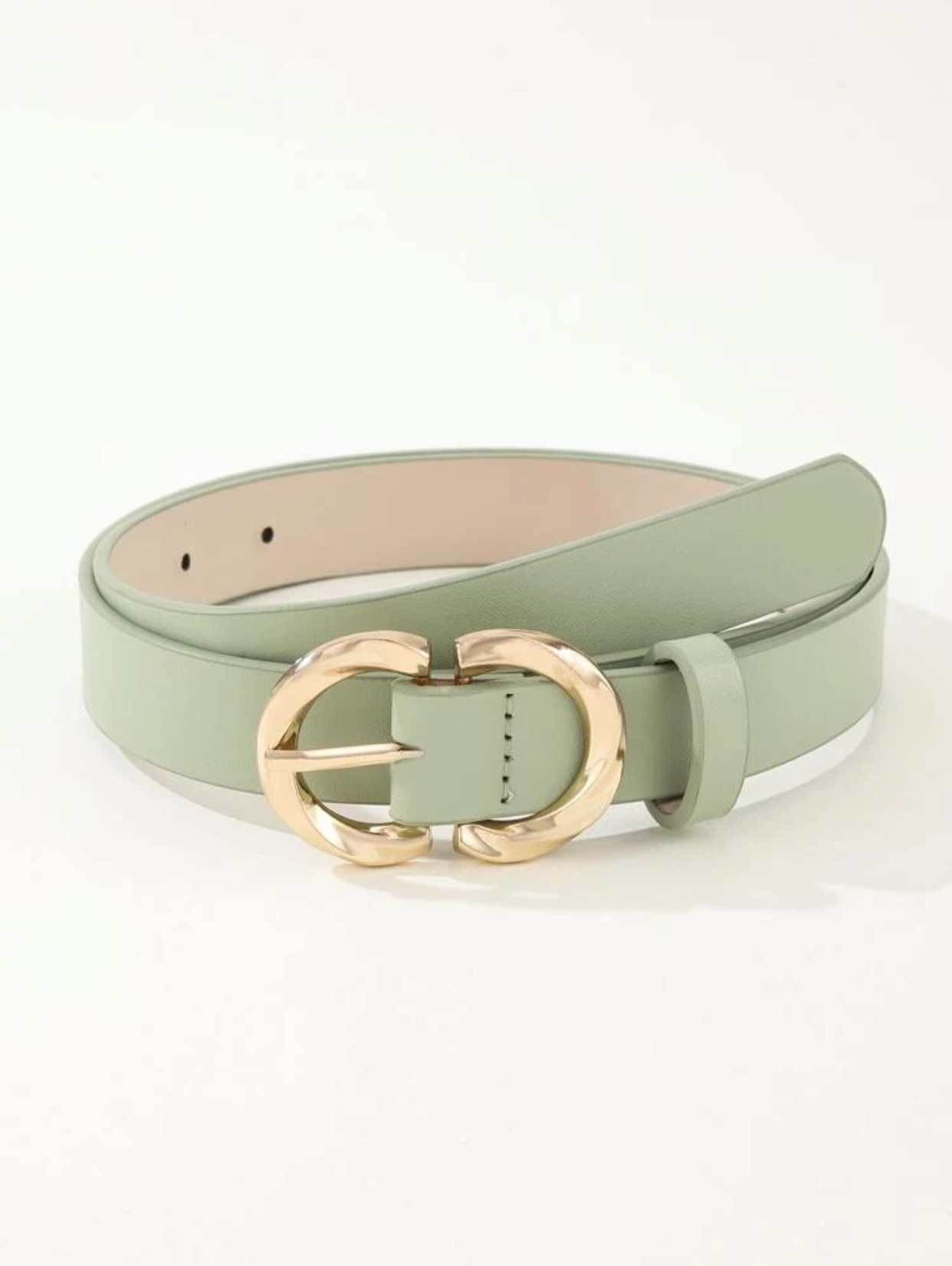 Minimalist Interlocking Double-G Style Black Waist Belt with Gold-Tone Curved Hardware 3