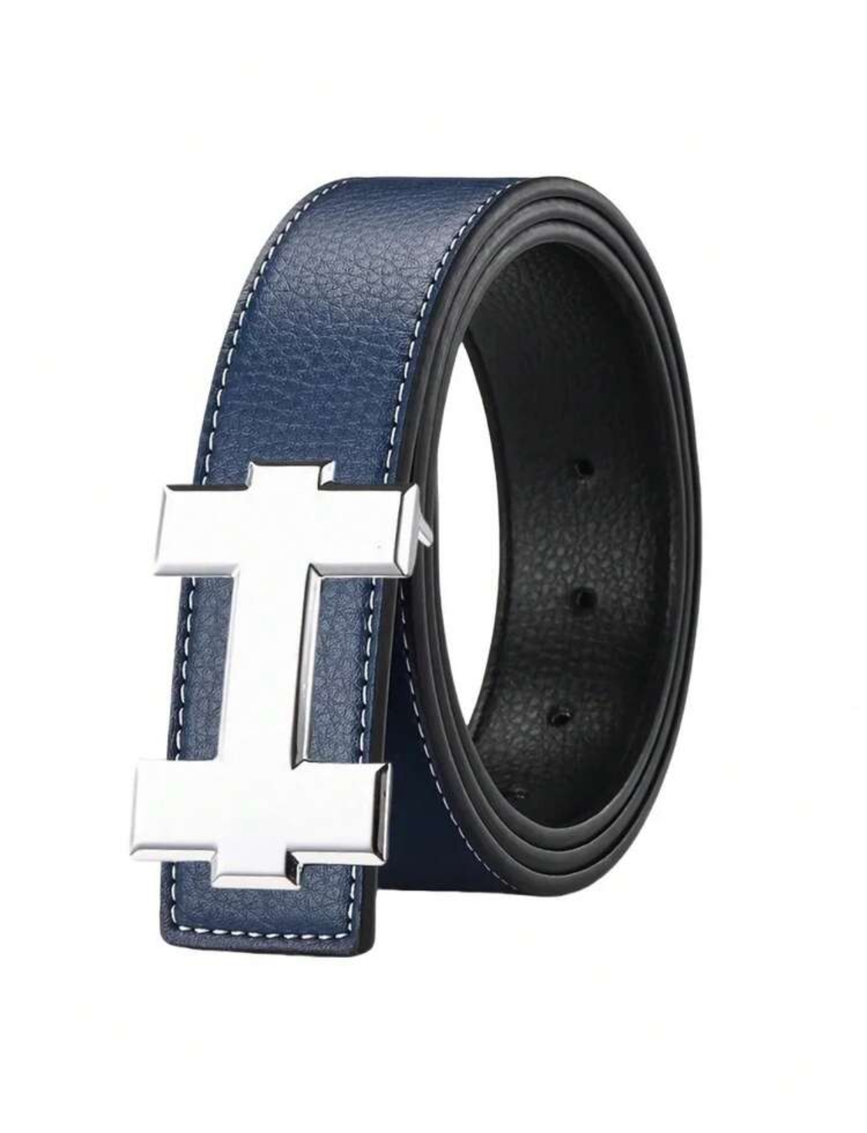 Classic Black Pebble-Grain Leather Belt with Iconic Silver-Tone "H" Buckle 2